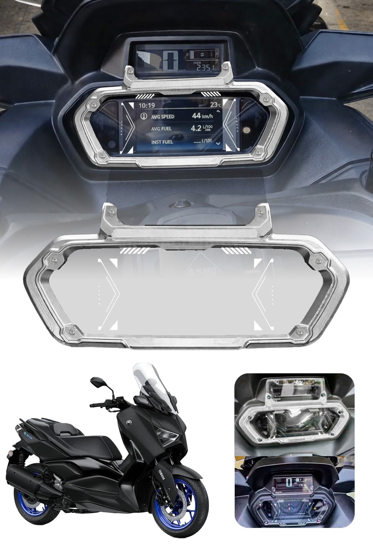Yamaha Xmax Uyumlu Kadran Koruma Çerçevesi 2024 Cnc Gümüş