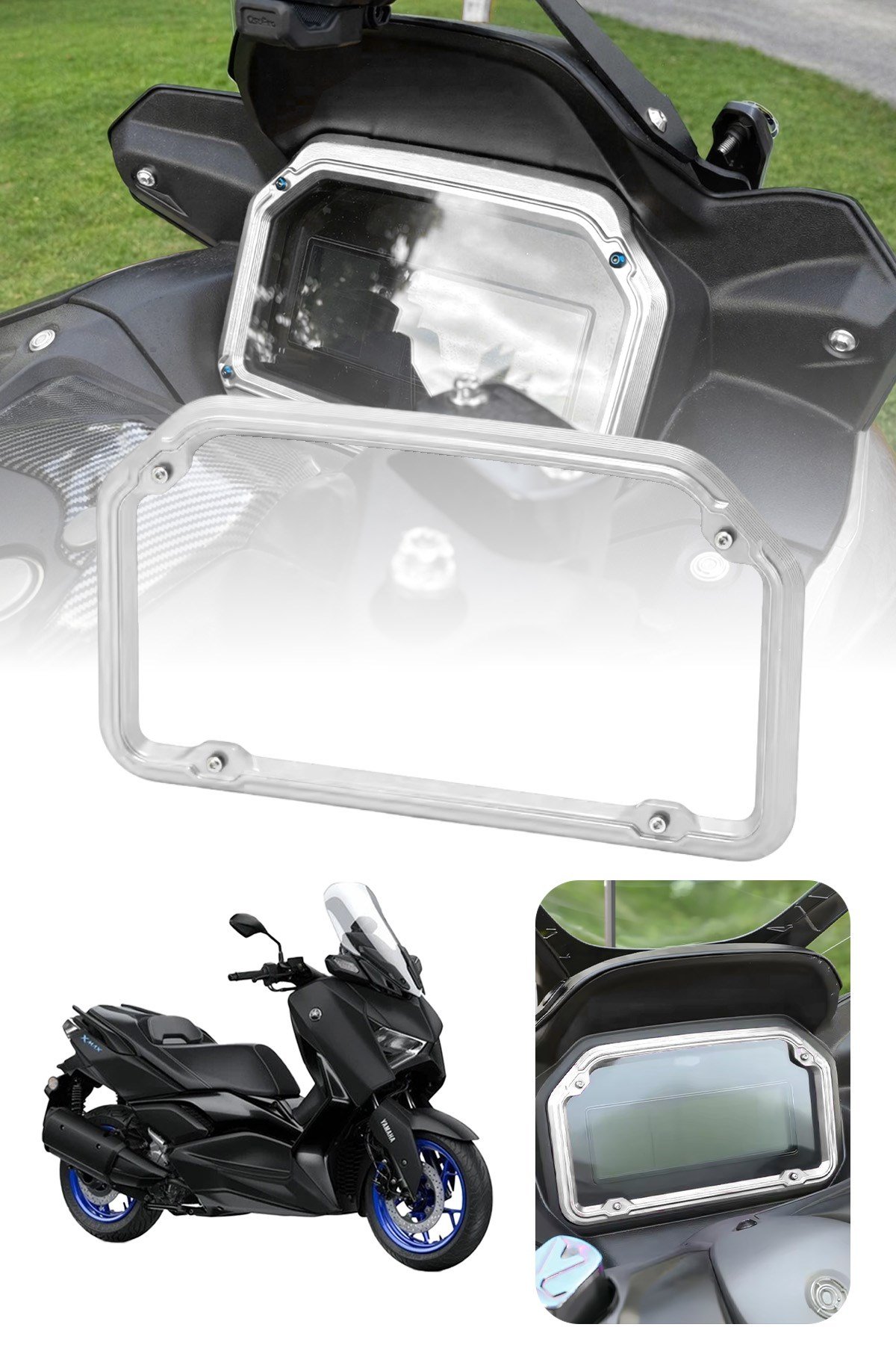 Yamaha Xmax Uyumlu Kadran Koruma Çerçevesi 2025-2026 Cnc Gümüş