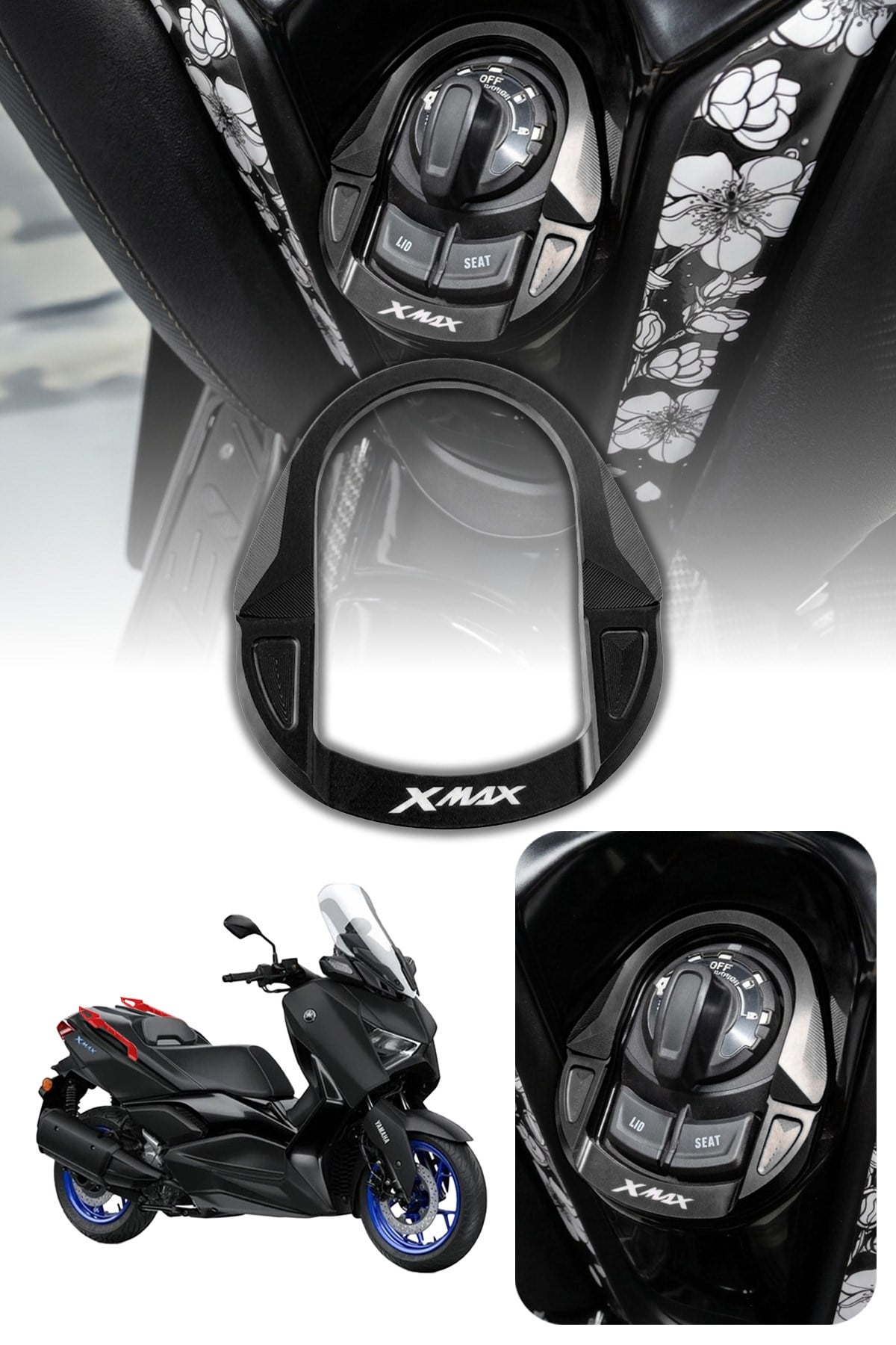 Yamaha Xmax Uyumlu Kontak Çerçevesi 2020-2026 Cnc Siyah