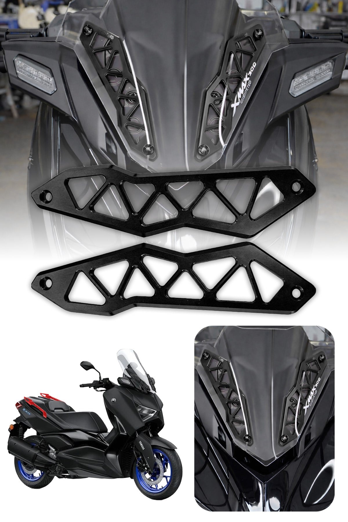 Yamaha Xmax Uyumlu Ön Cam Braketi 2018-2023 Cnc Siyah
