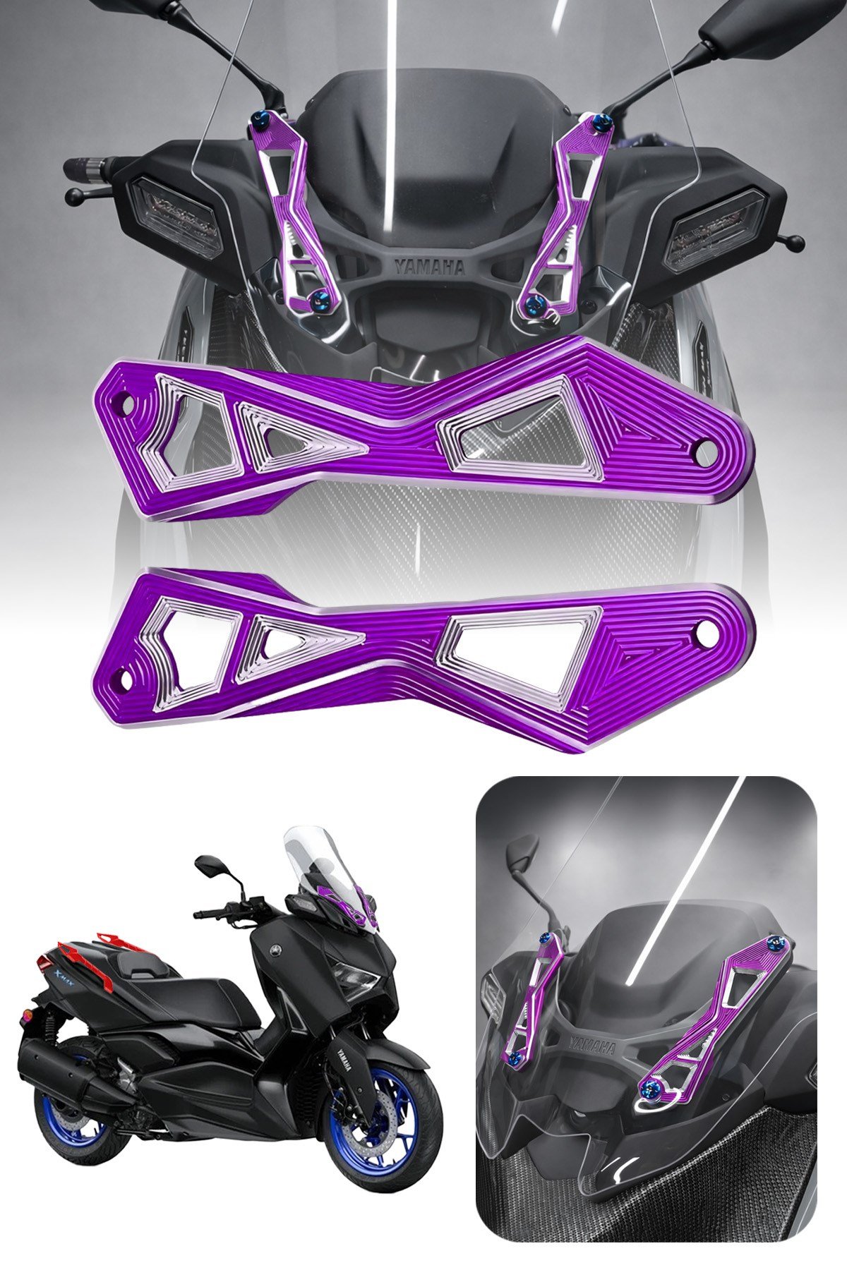 Yamaha Xmax Uyumlu Ön Cam Braketi 2024-2026 Cnc Mor