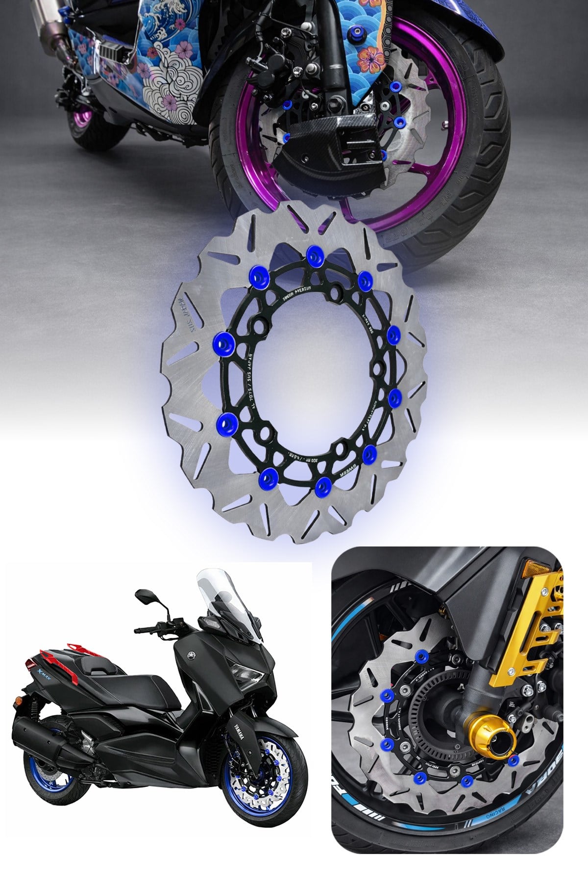 Yamaha Xmax Uyumlu Ön Fren Disk 2018-2026 Cnc Mavi
