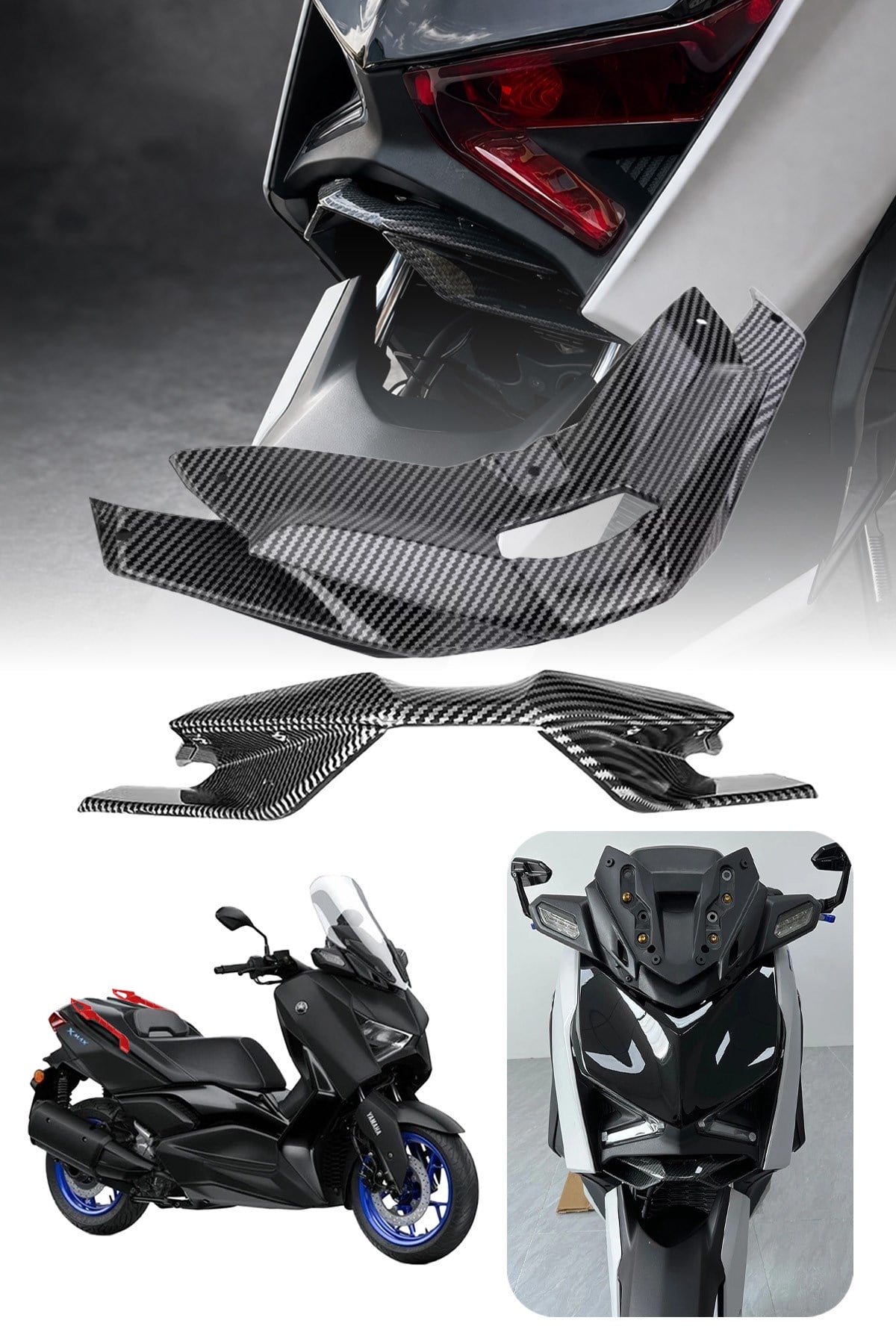 Yamaha Xmax Uyumlu Ön Rüzgarlık Kanat 2024-2026 Karbon Desen