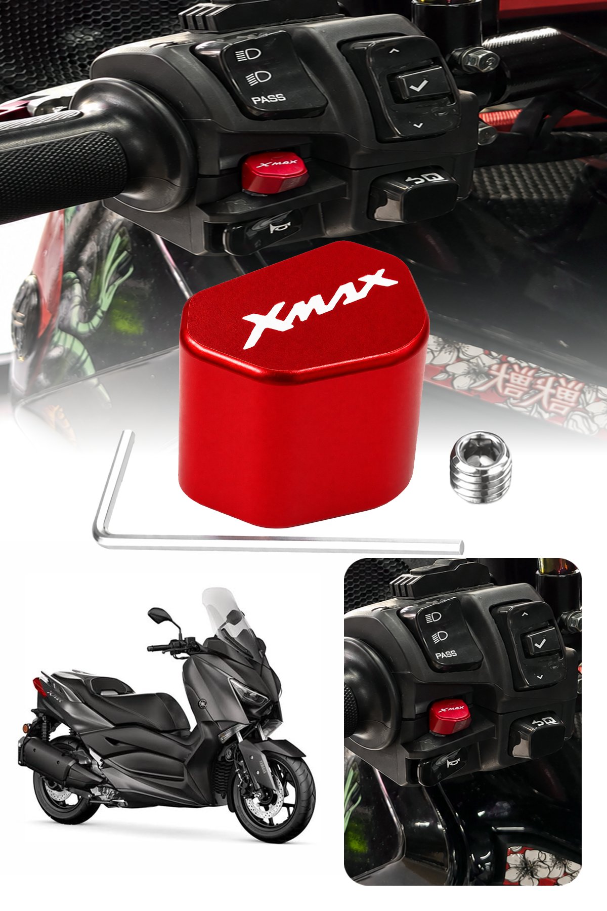 Yamaha Xmax Uyumlu Sinyal Switch 2020-2026 Cnc Kırmızı
