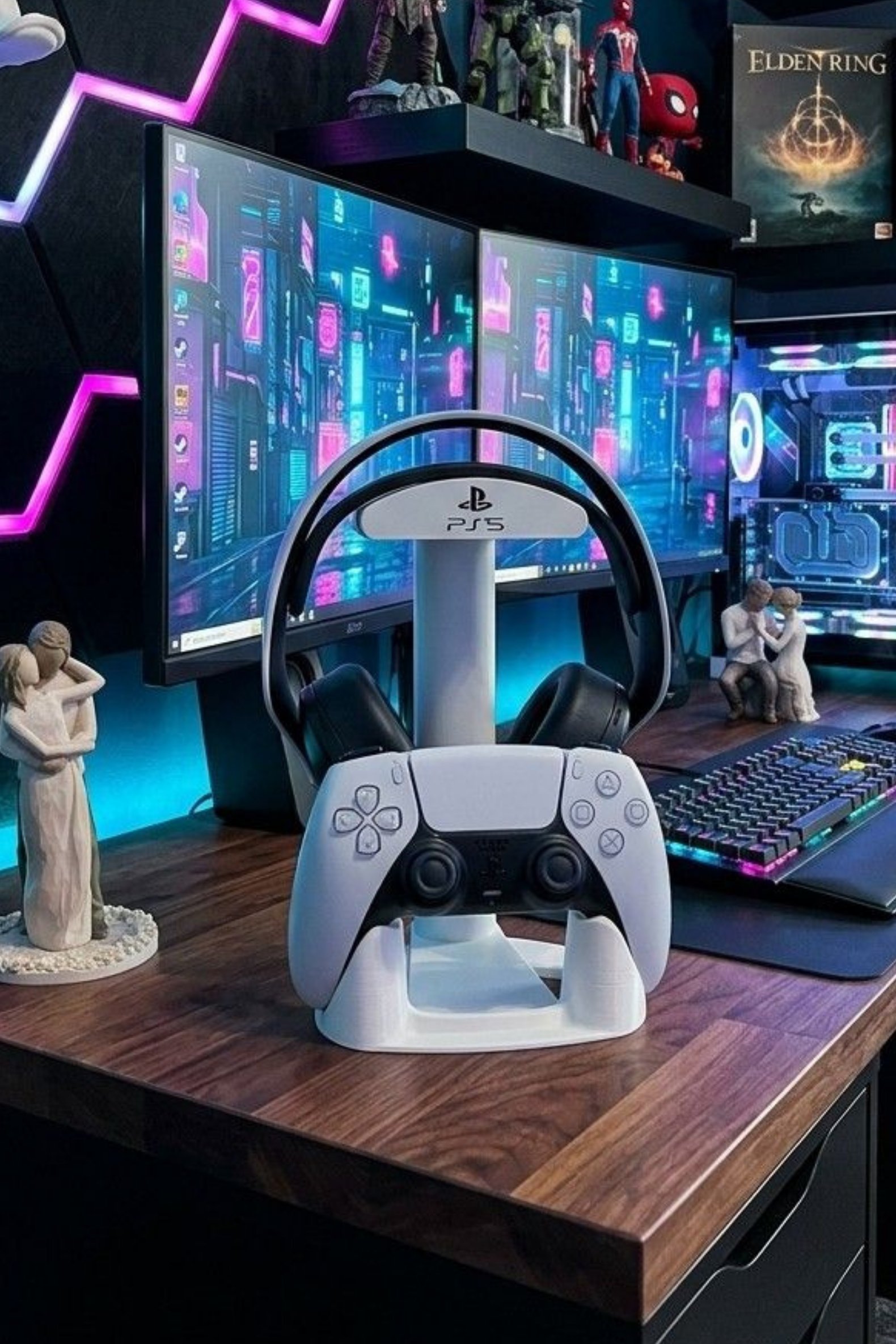 2'si 1 Arada PS5 Kulaklık ve Dualsense Tutucu Oyuncu Standı 