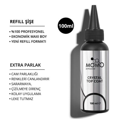 Momo Crystal Top Coat 100ml. Refil Şişe