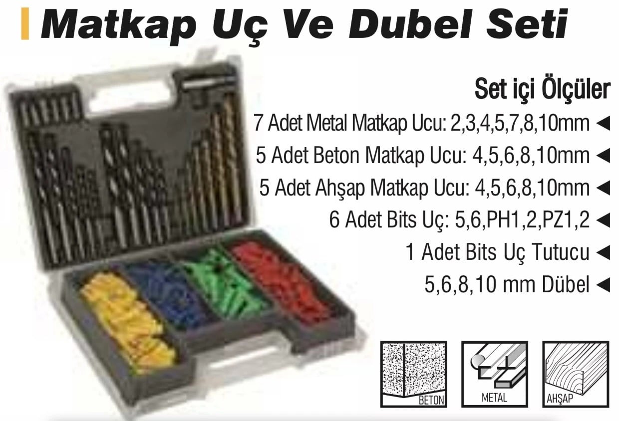 D-MAX 300 Parça Matkap Ucu ve Dübel Seti OZS-10511