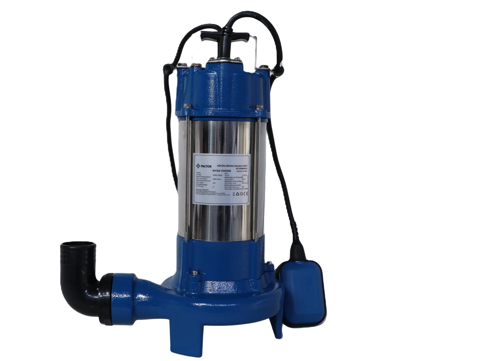 FACTOR 1800W DÖKÜM GÖVDELİ BIÇAKLI KİRLİ SU POMPASI FACWVSD-1800WB