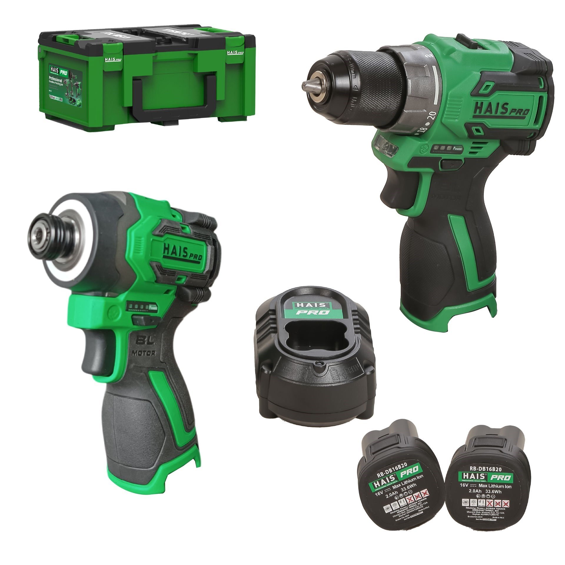 HAISPRO Profesyonel 16 V Akülü El Aletleri Seti 2'Lİ SET RB-03