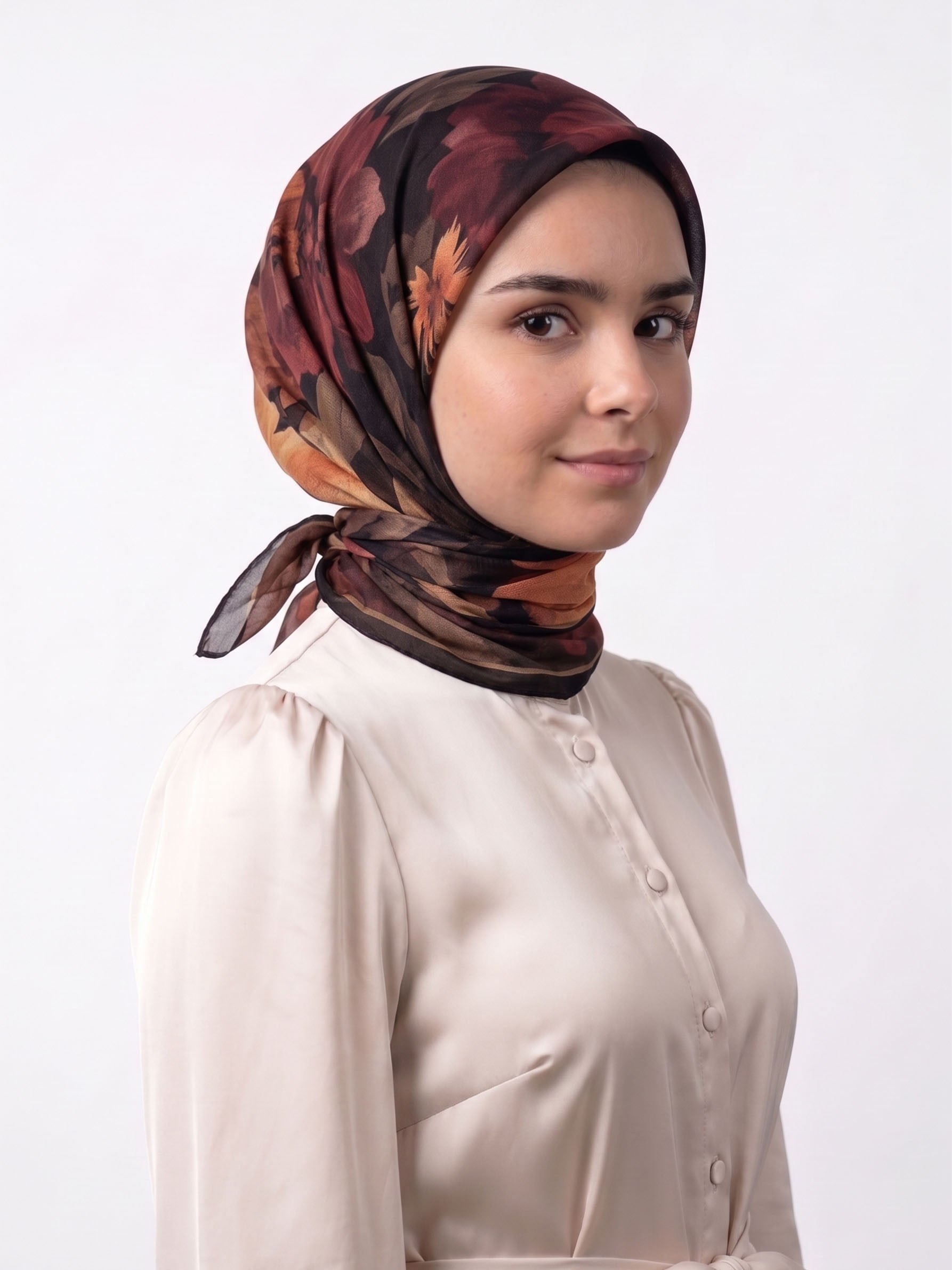 Desenli Pamuk Eşarp - Amber
