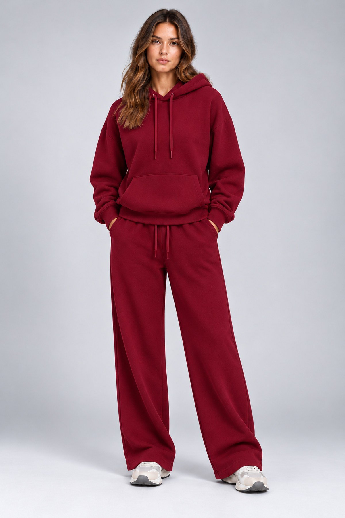 Bordo Oversize Kalın Eşofman Takımı