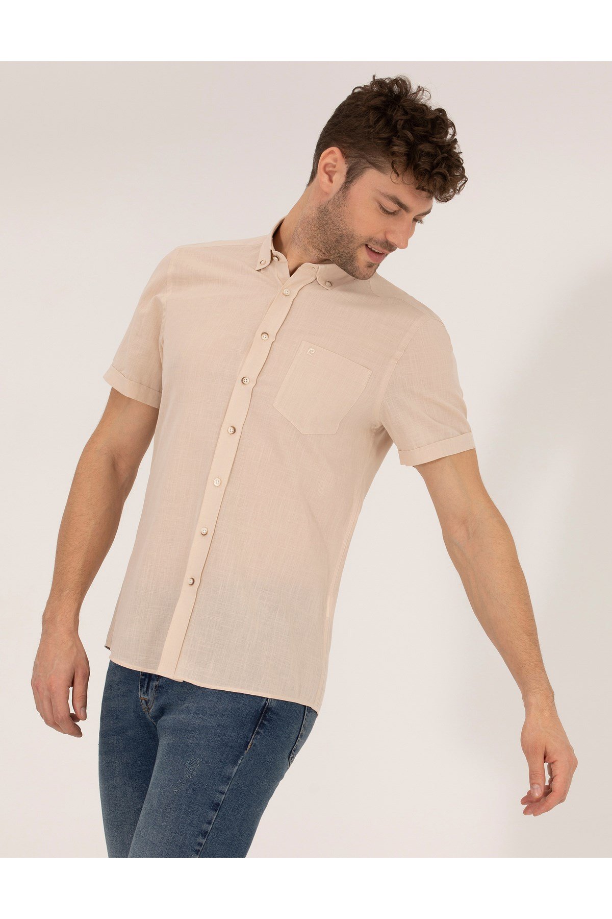 Bej Regular Fit Kısa Kollu Gömlek 50268184-VR011