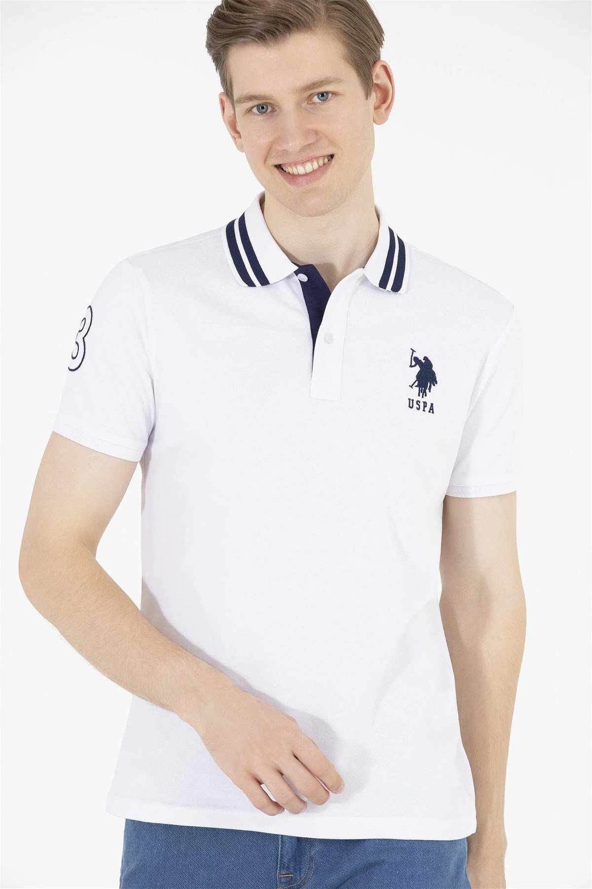 Erkek Beyaz Basic Polo Yaka Tişört G081GL011.000.1571222.VR013