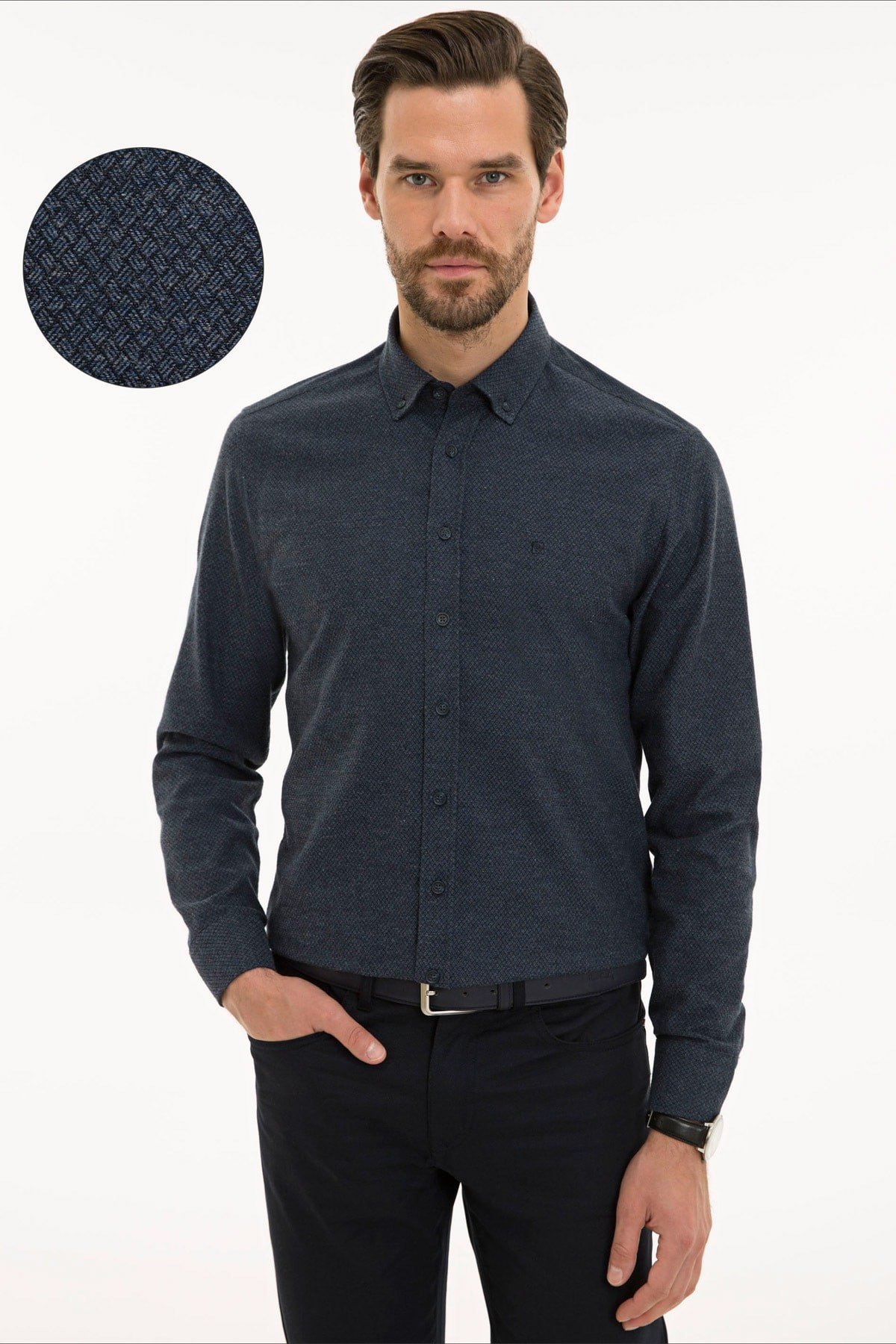 Erkek Lacivert Slim Fit Gömlek