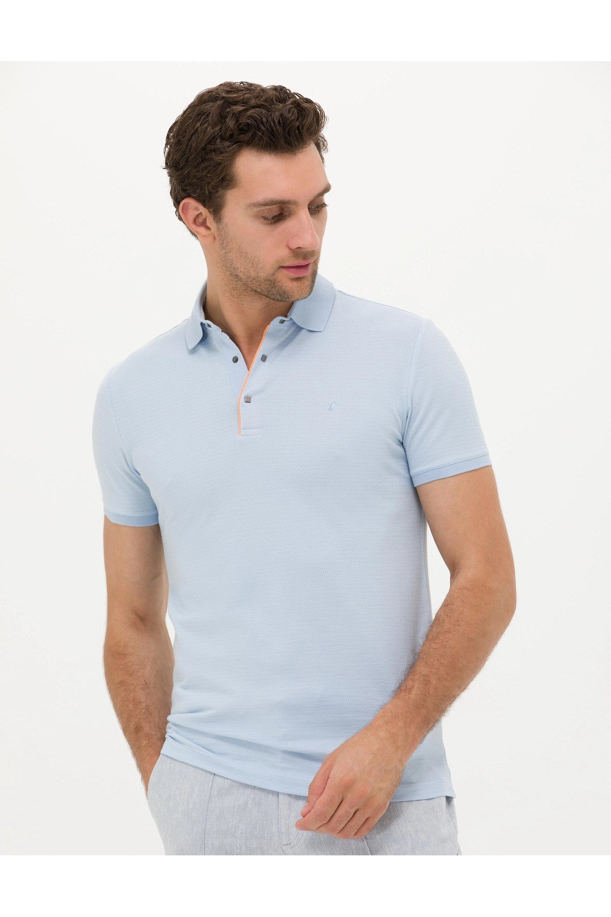 Erkek Mavi Slim Fit T-Shirt G051SZ011.000.1592489.VR036