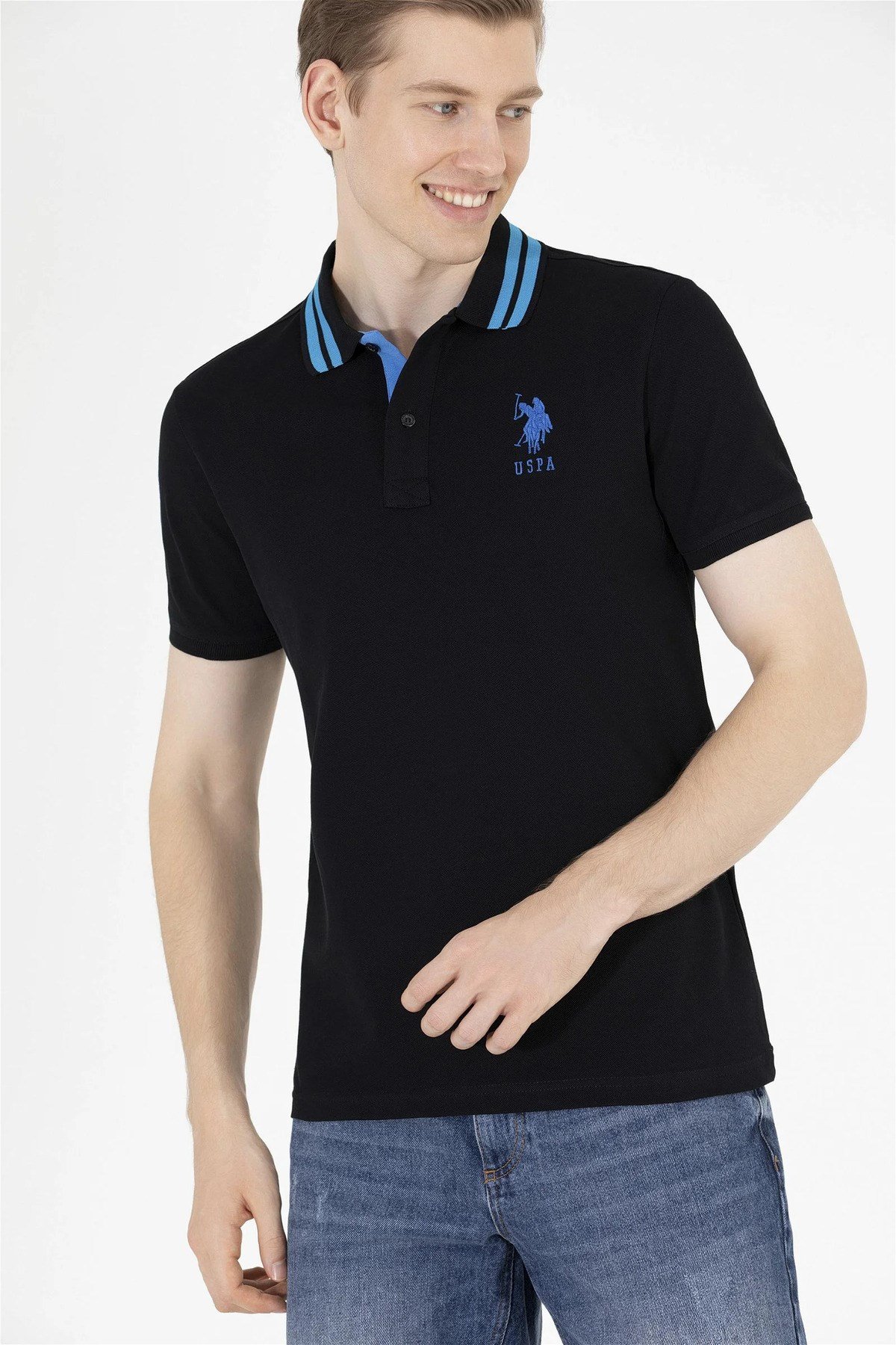 Erkek Siyah Basic Polo Yaka Tişört G081GL011.000.1571222.VR046
