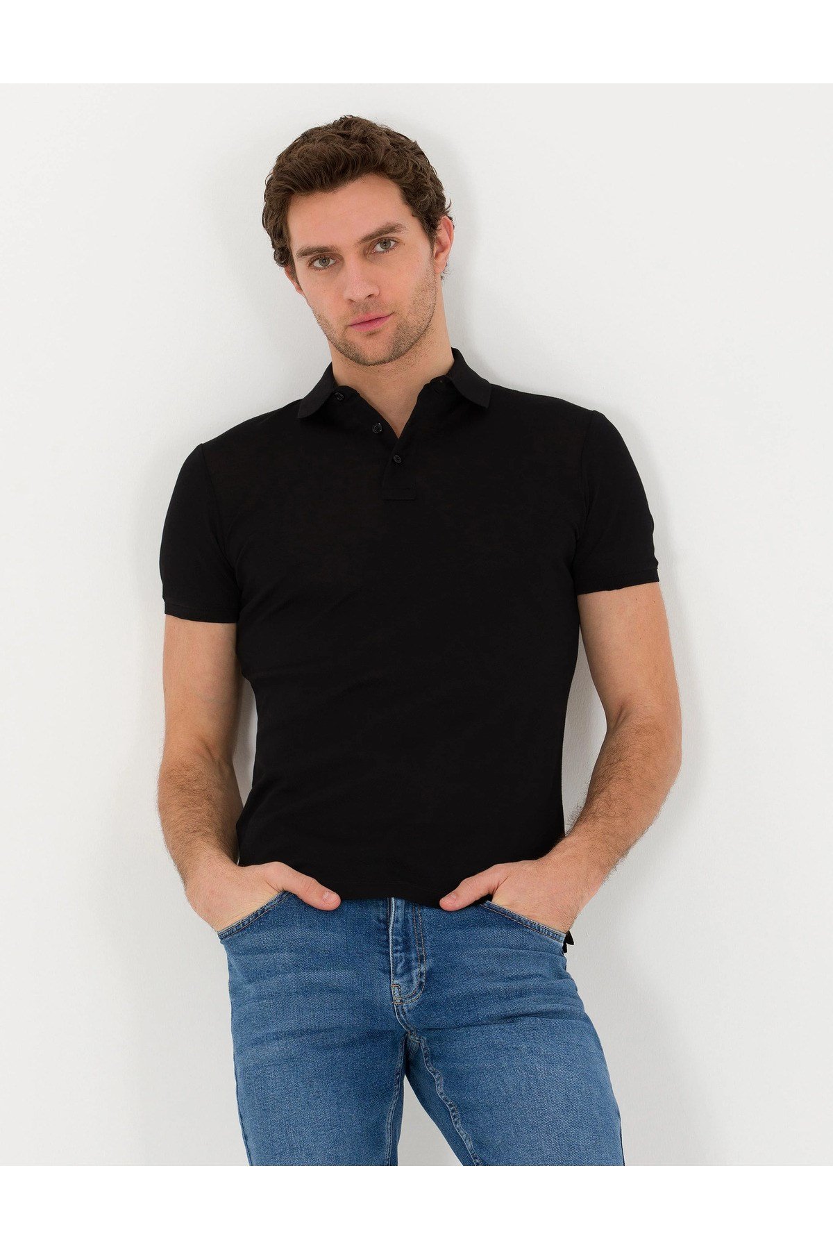 Polo Yaka Slim Fit Basic T-Shirt %100 Pamuk 1849055