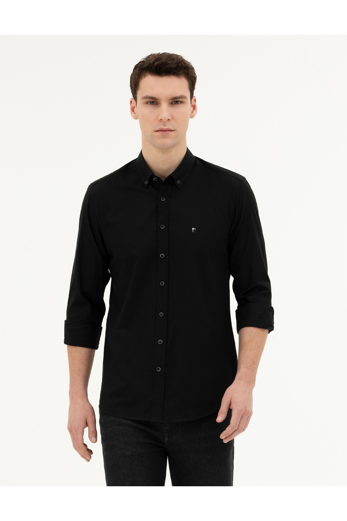 Siyah Slim Fit Uzun Kollu Gömlek