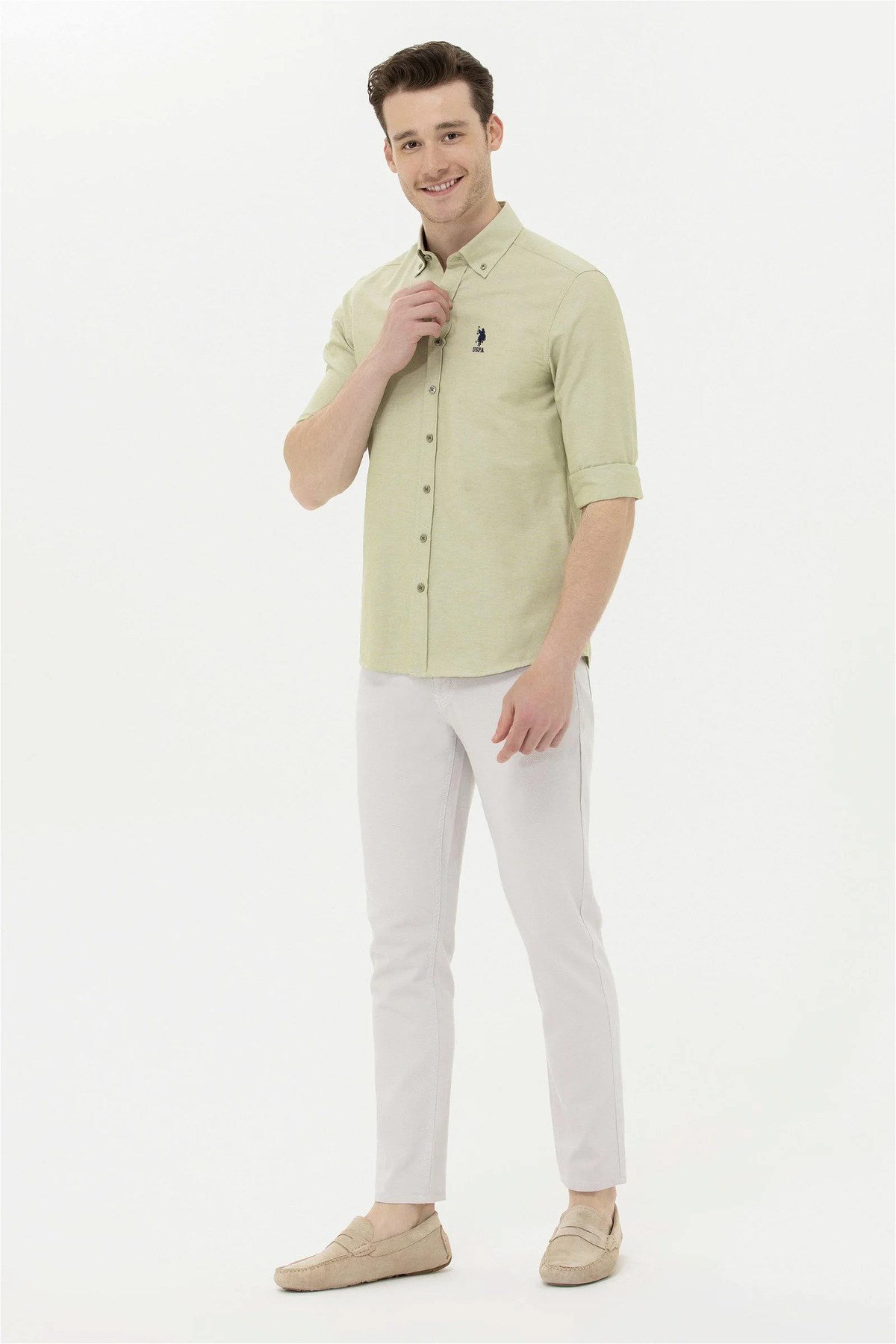 U.S. Polo Assn. Erkek Koyu Haki Uzun Kollu Basic Gömlek G081GL004.000.1363580.VR111