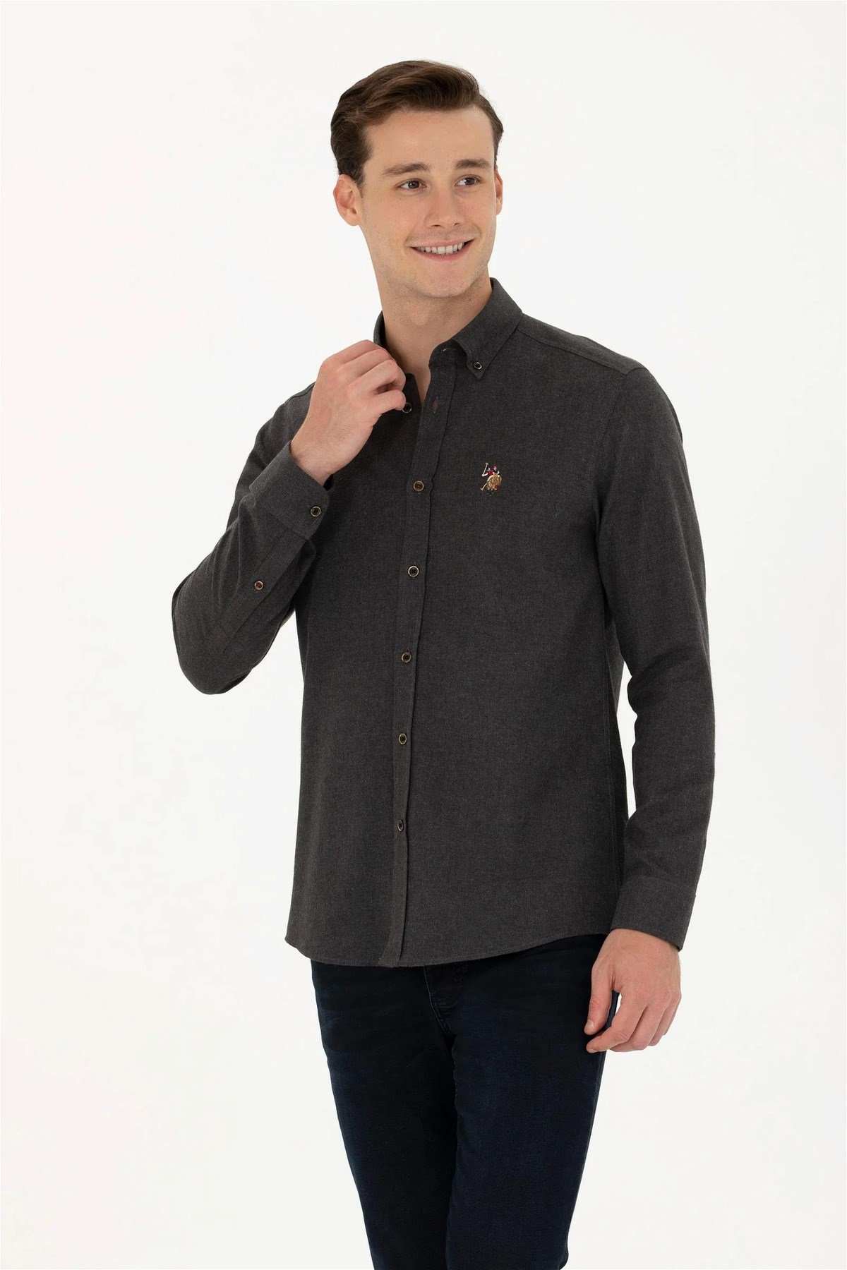 U.S. Polo Assn. Erkek Siyah Uzun Kollu Basic Gömlek G081SZ004.000.1672287.VR046