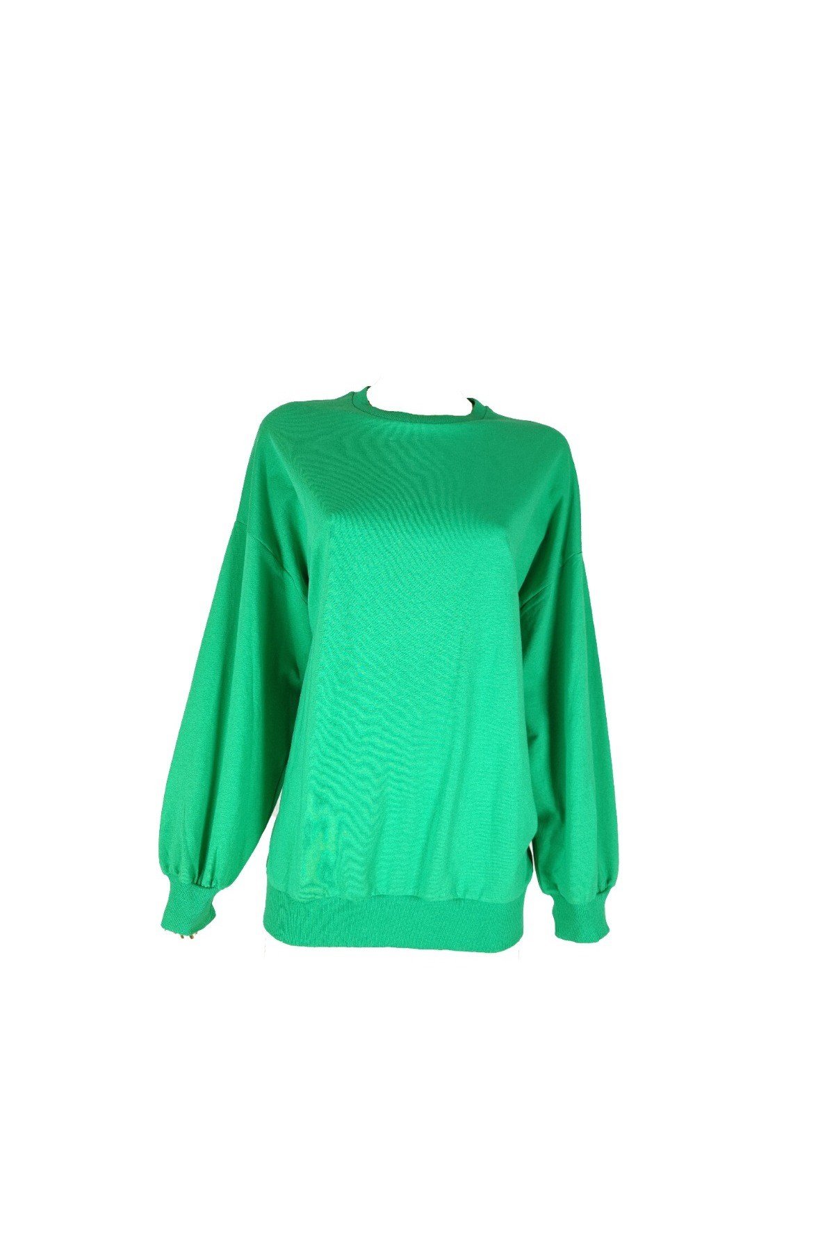 Yeşil Bisiklet Yaka Oversize Sweat