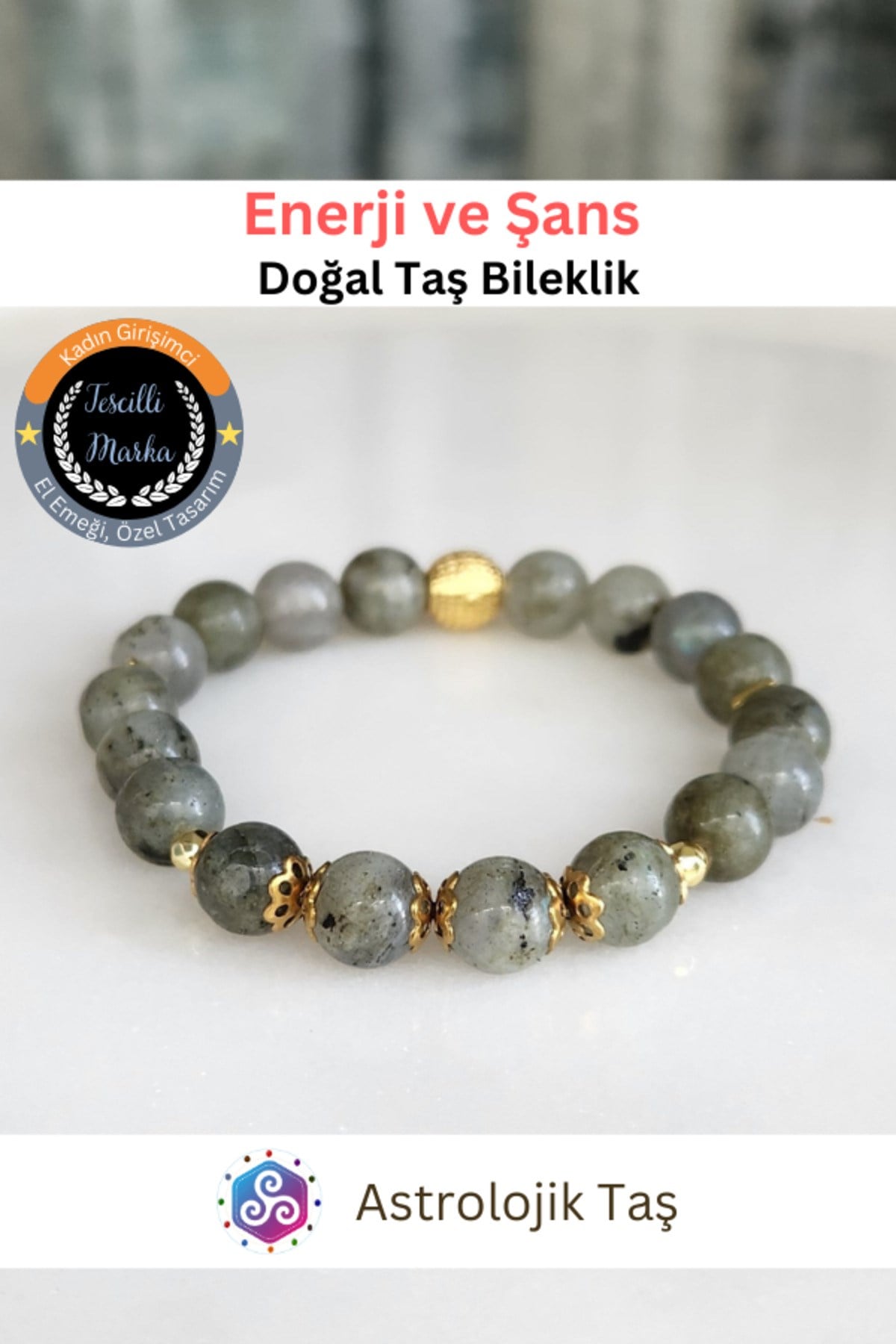 Enerji ve Şans Doğal Taş Bileklik - Labradorit & Hematit Işıltılı Enerji ve Koruma Bilekliği