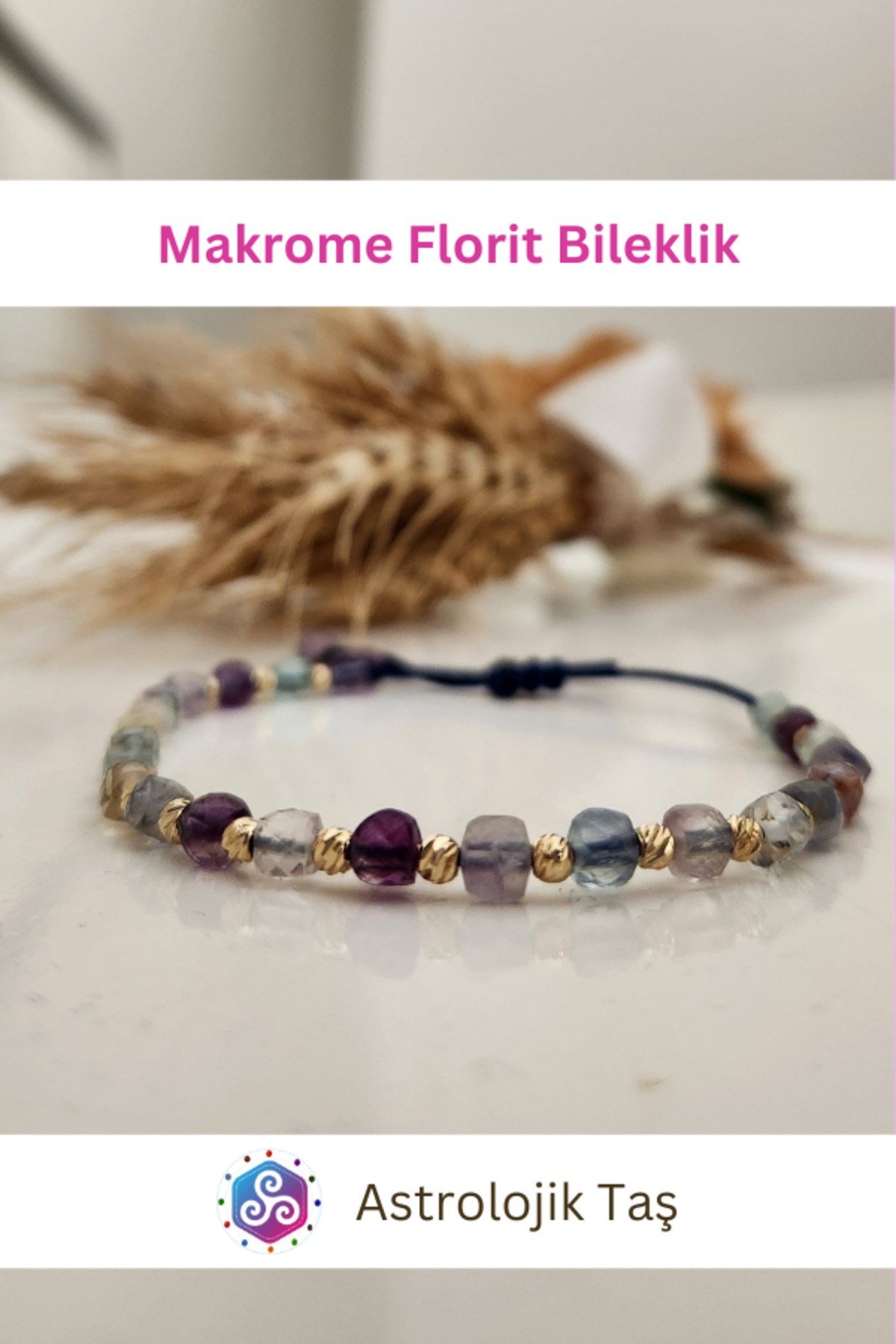 Florit Doğal Taş Faset Küp Kesim 4mm Makrome Bileklik