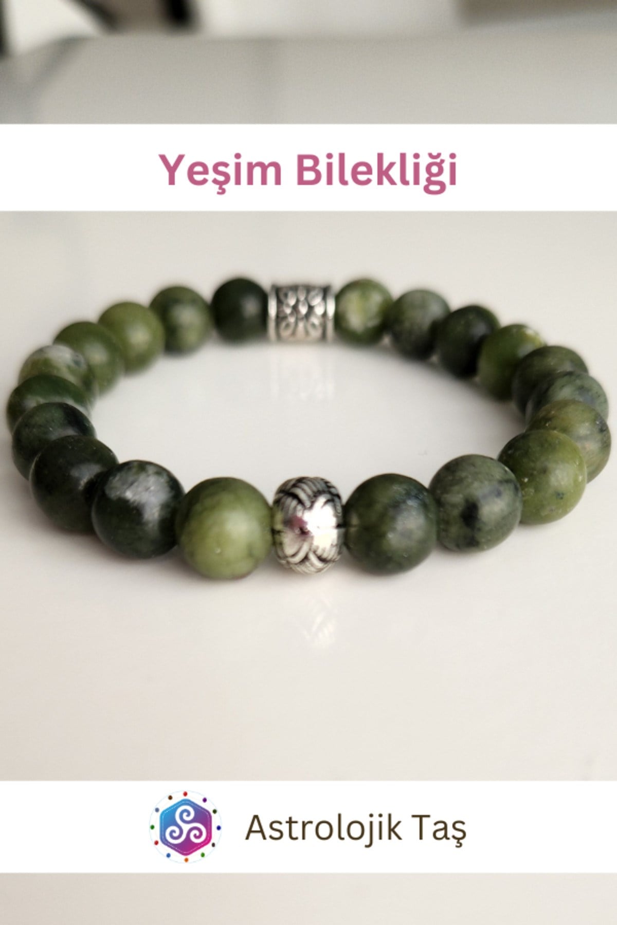 Sertifikalı Doğal Taş Yeşim Bilekliği