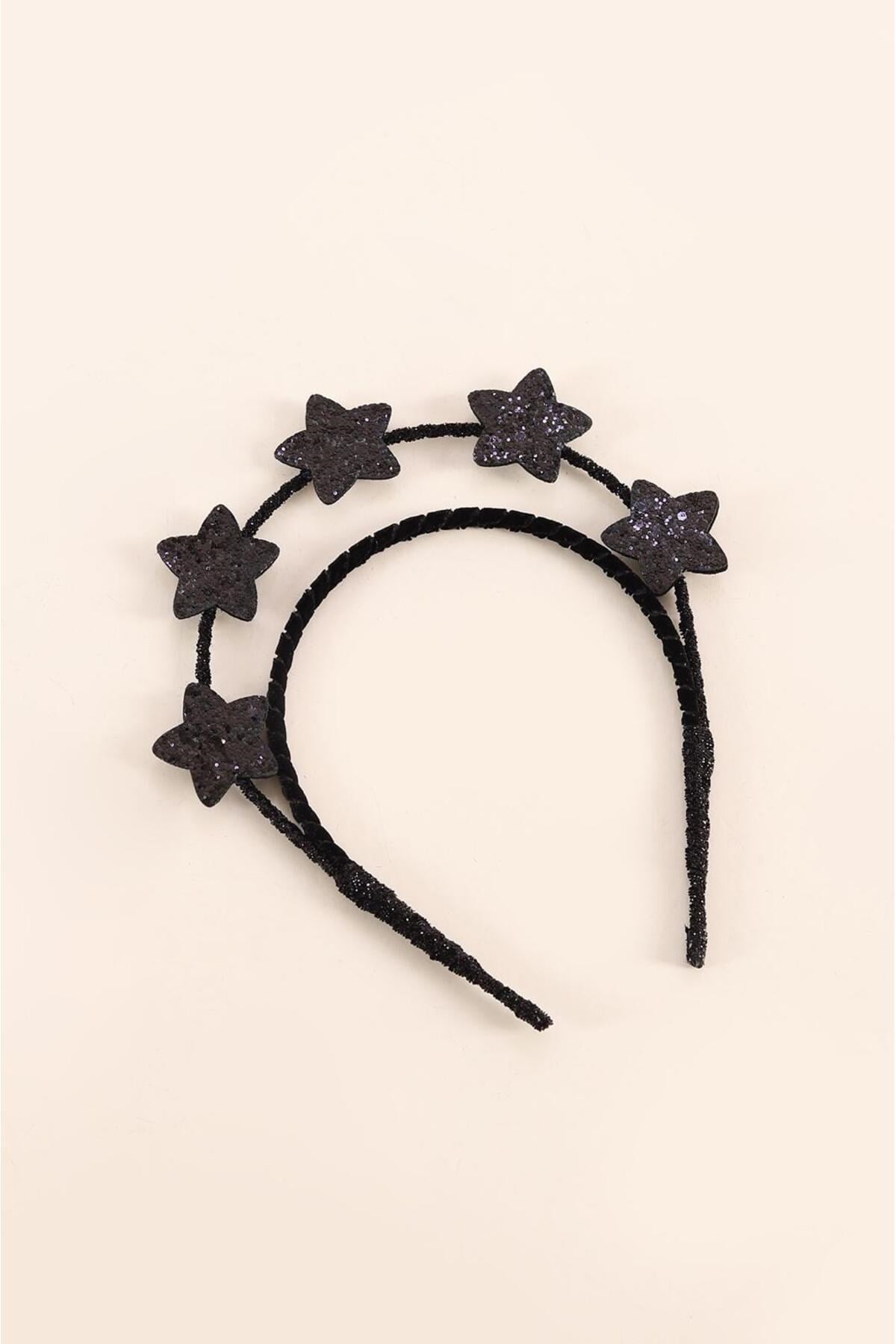 Black Sparkle Çift Katlı Glitter Yıldızlı Kraliçe/Halloween Taç