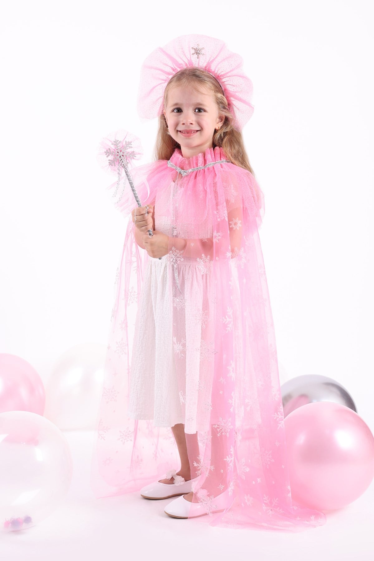 Princess Elsa Pembe Kız Çocuk Pelerin (3-10 Yaş)