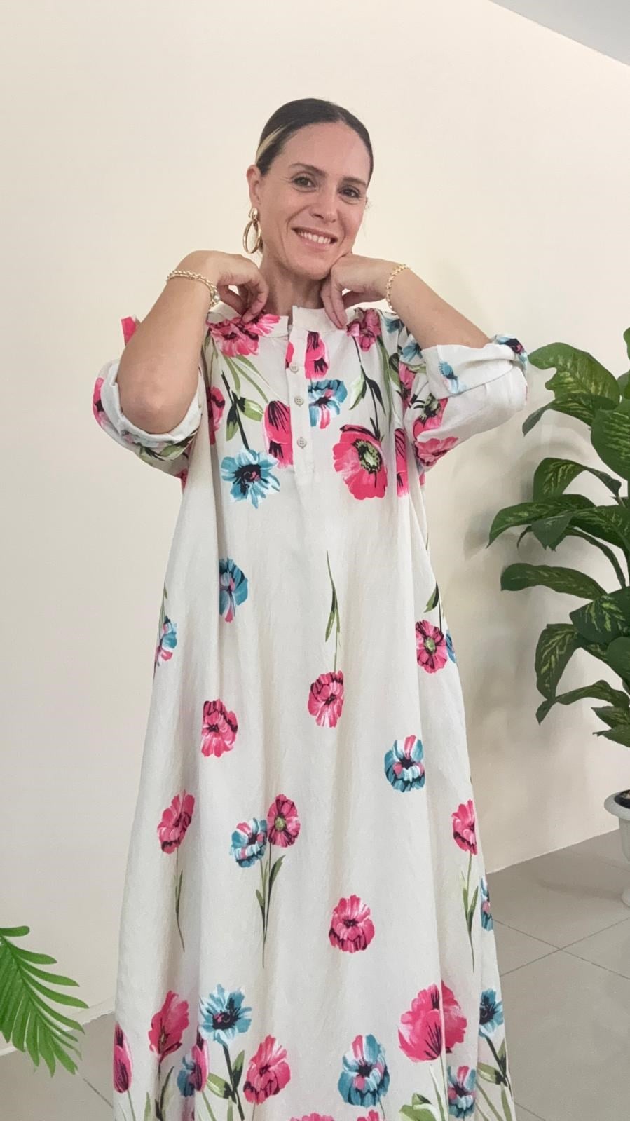 6534 Hira Viskon Elbise Pembe