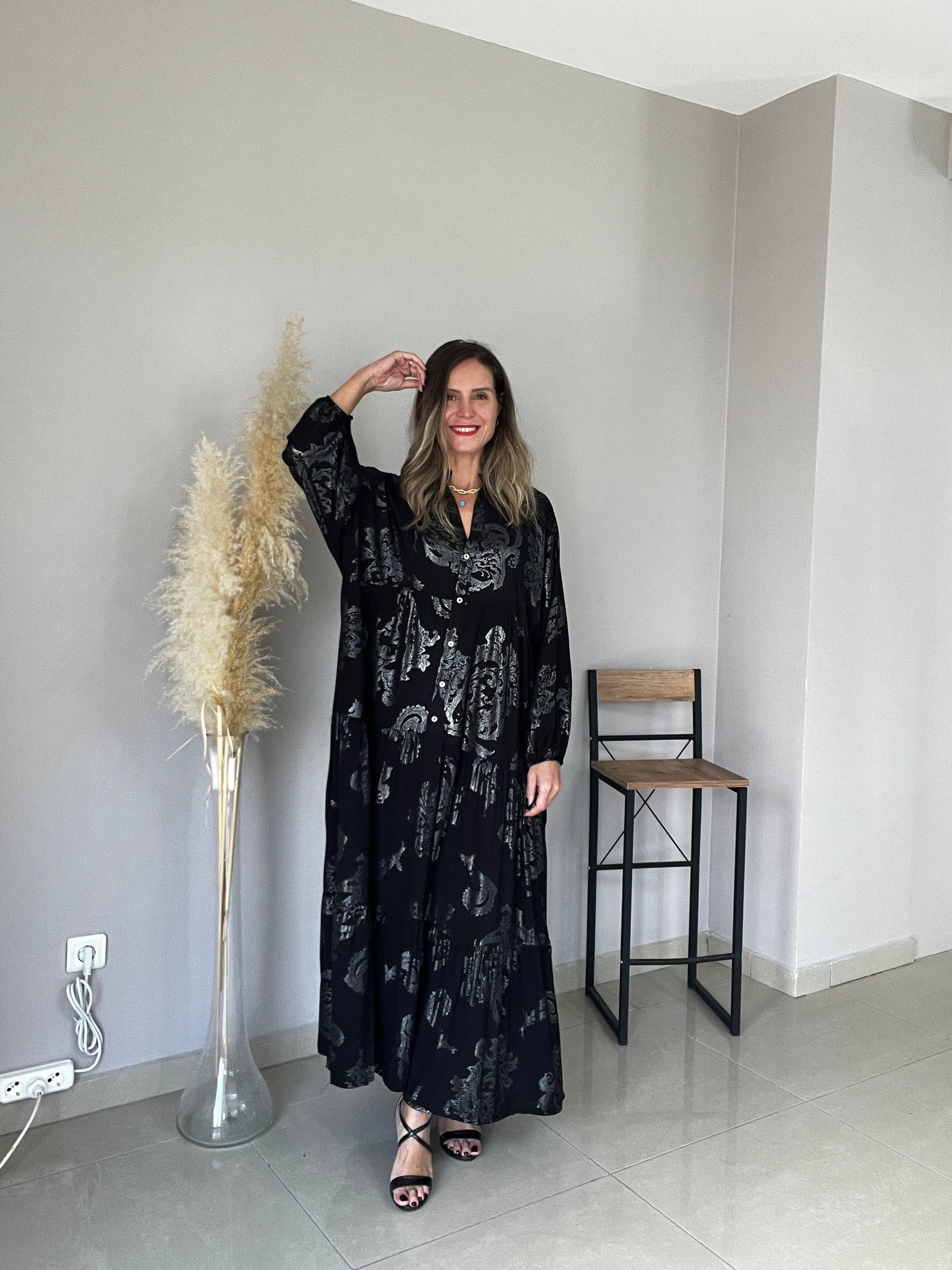 GÜmüş VArak Vİskon Elbise