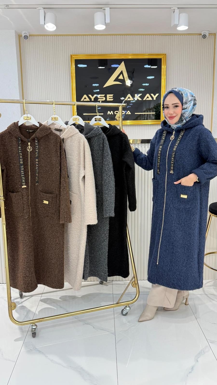 Kuzu Kaşe Mont Lacivert