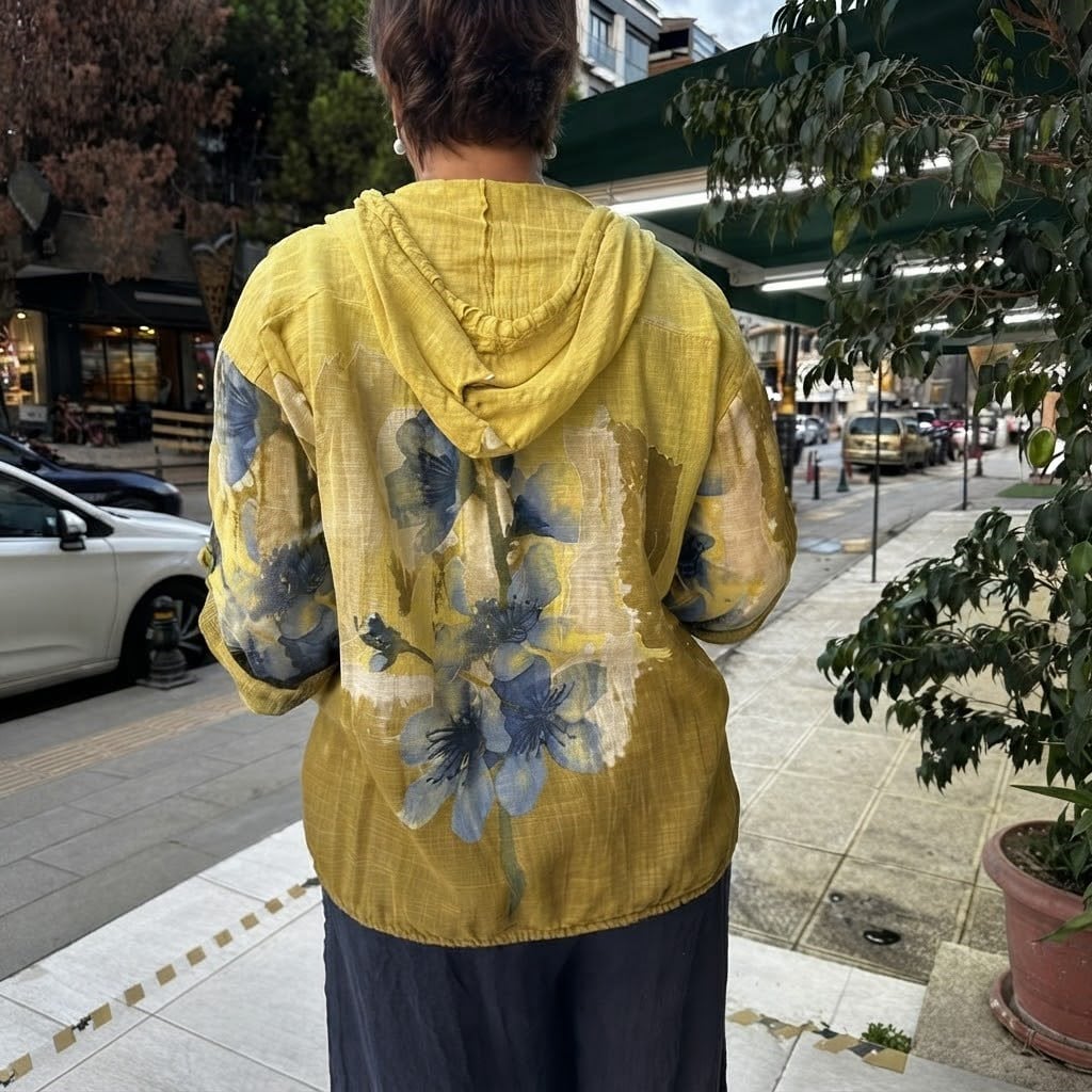 Kadın Kapşonlu Fermuarlı Bağcıklı İki Cepli İtalyan Ceket