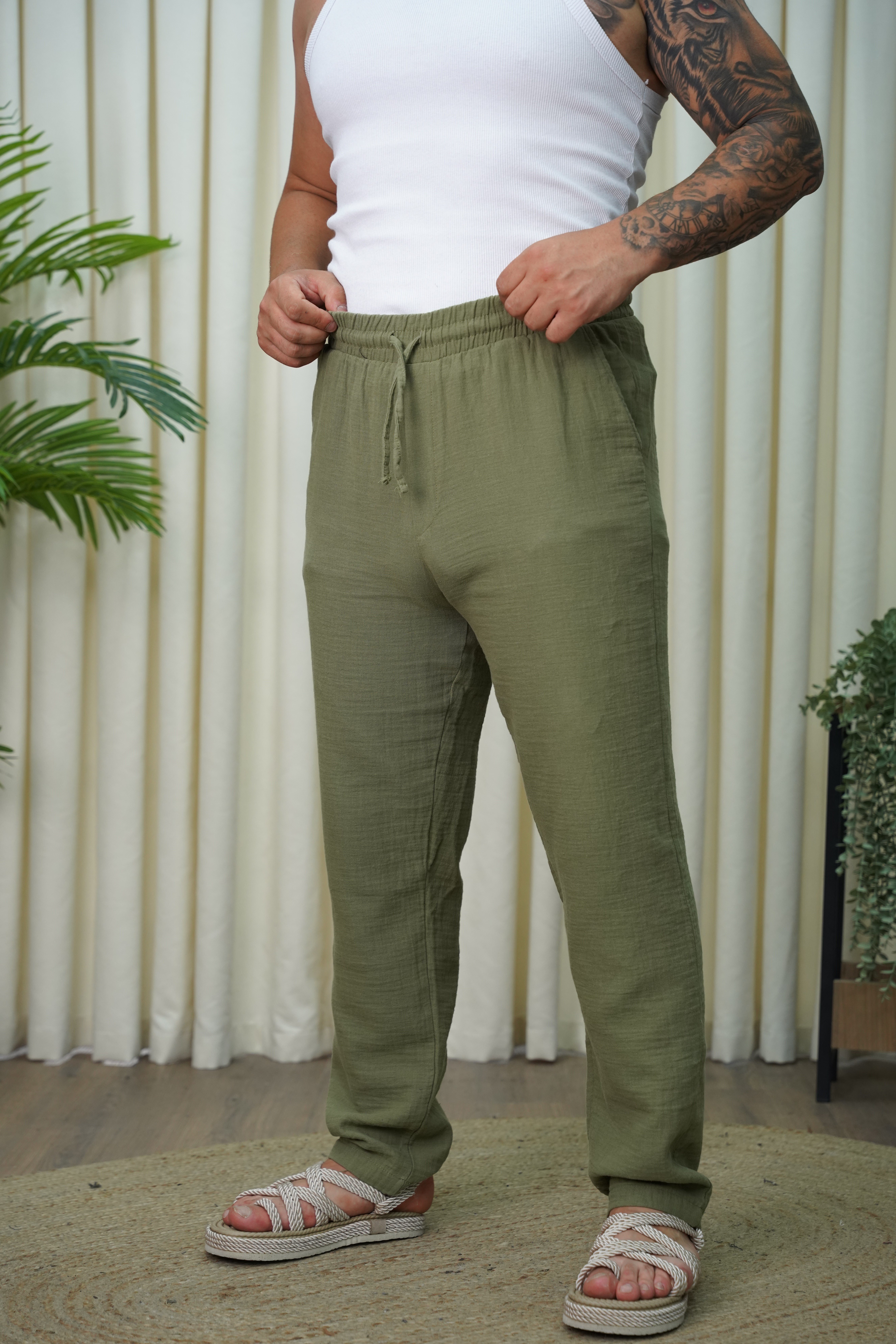 Müslin Pantolon Yeşil