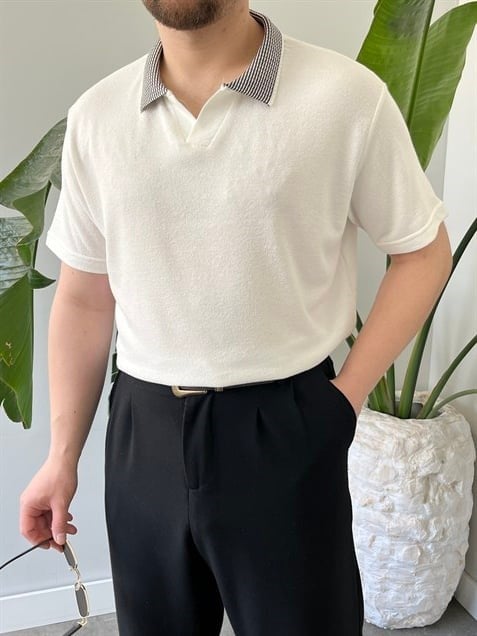 Basic Polo Yaka Beyaz  Tişört