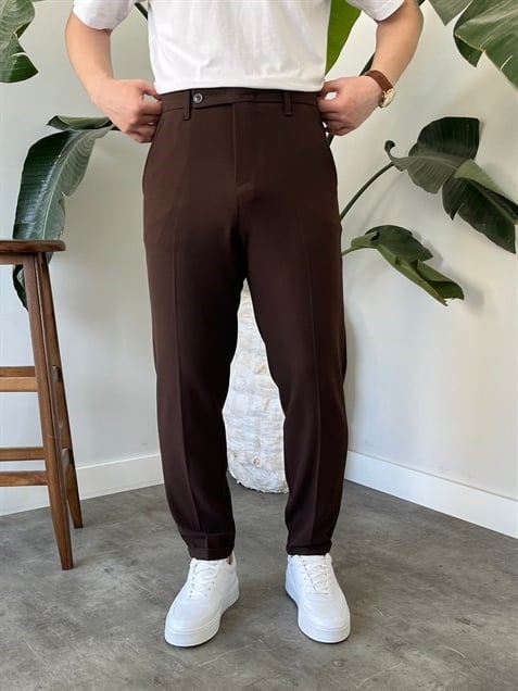 Boyfriend Kahverengi Kumaş Pantolon