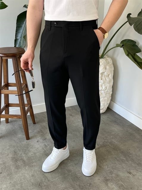 Boyfriend Siyah  Kumaş Pantolon
