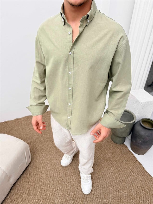 Fresh Keten Oversize Gömlek Mint