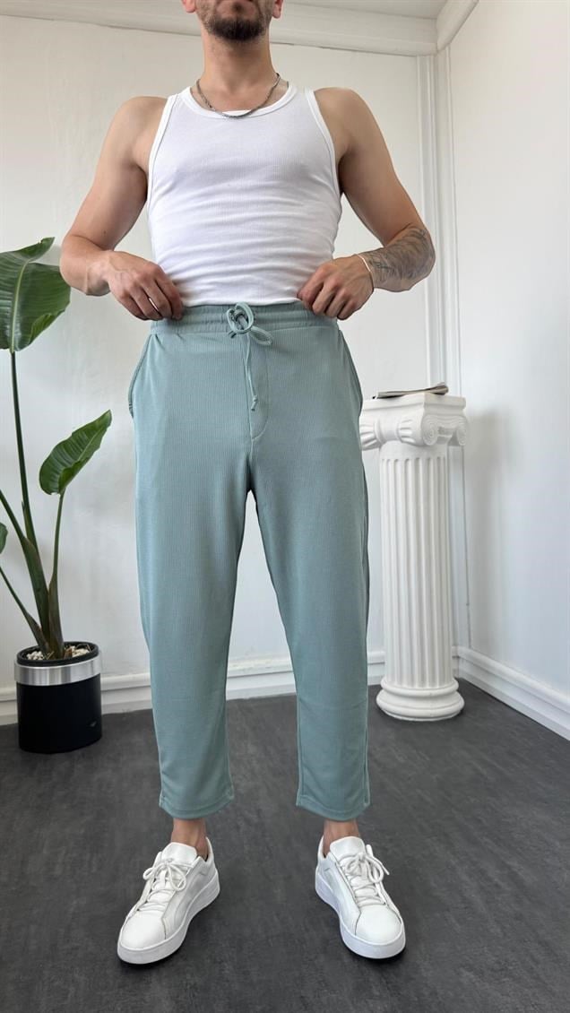 İnce Fitilli Boyfriend Jogger Su Yeşili