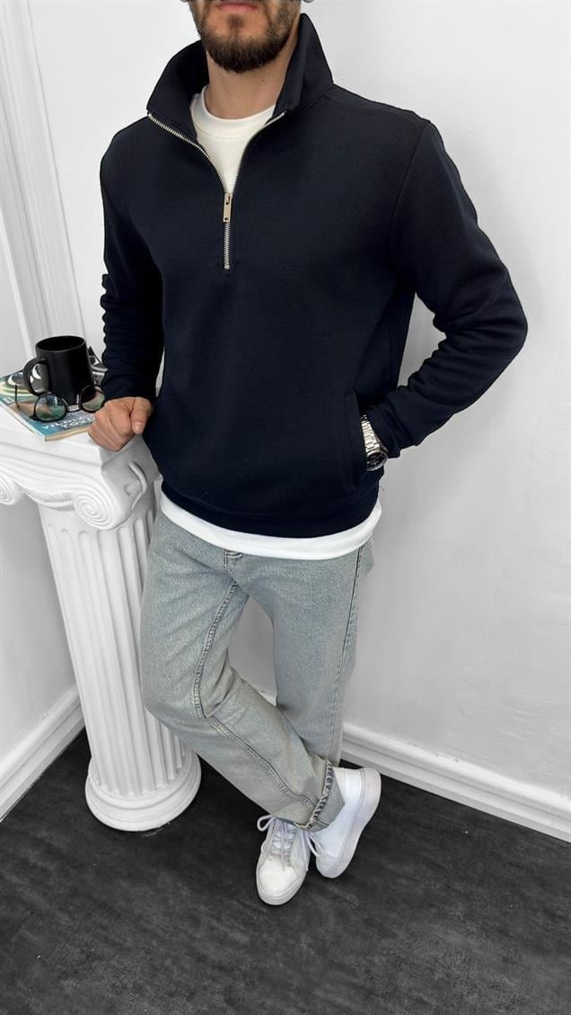 Luxury Sofia Yarım Fermuarlı Sweat Lacivert