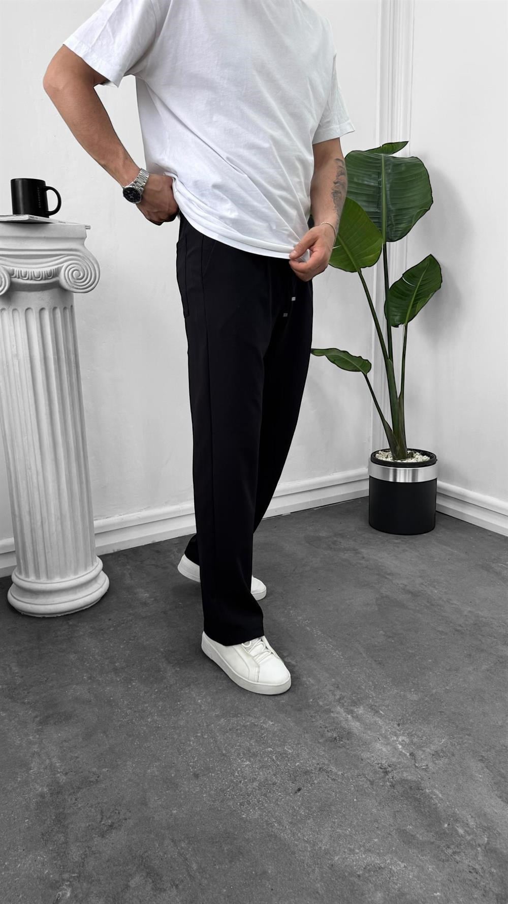 SW Pileli Baggy Jogger Siyah