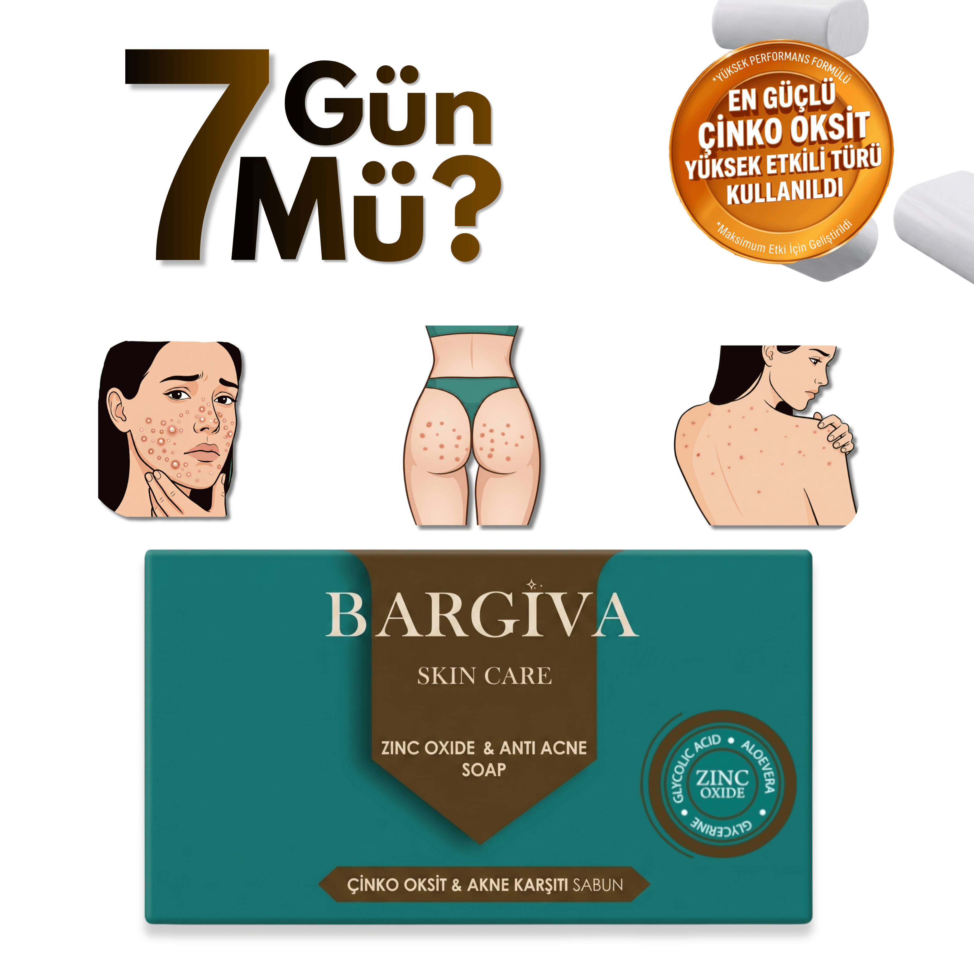 BARGİVA Akne Ve Sivilceli Ciltler İçin Yağ Dengeleyici Aydınlatıcı Cilt Pürüzsüzleştirici Yüz Temizleme Sabunu