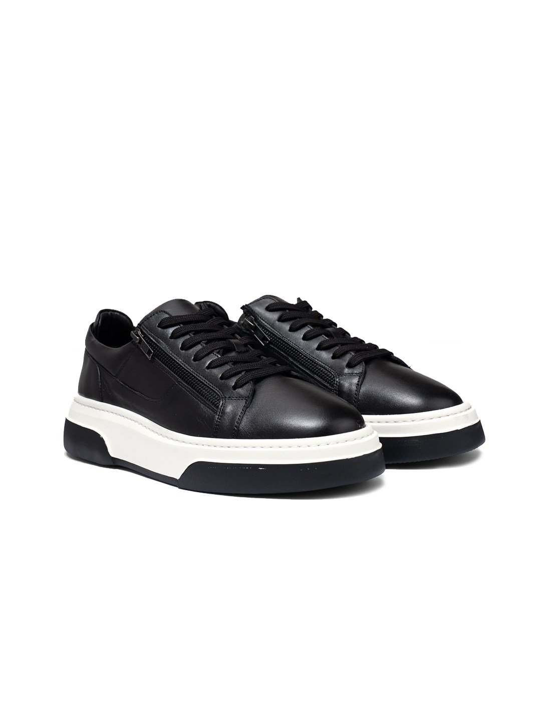 382-03 Fermuar Detaylı Siyah Erkek Sneaker