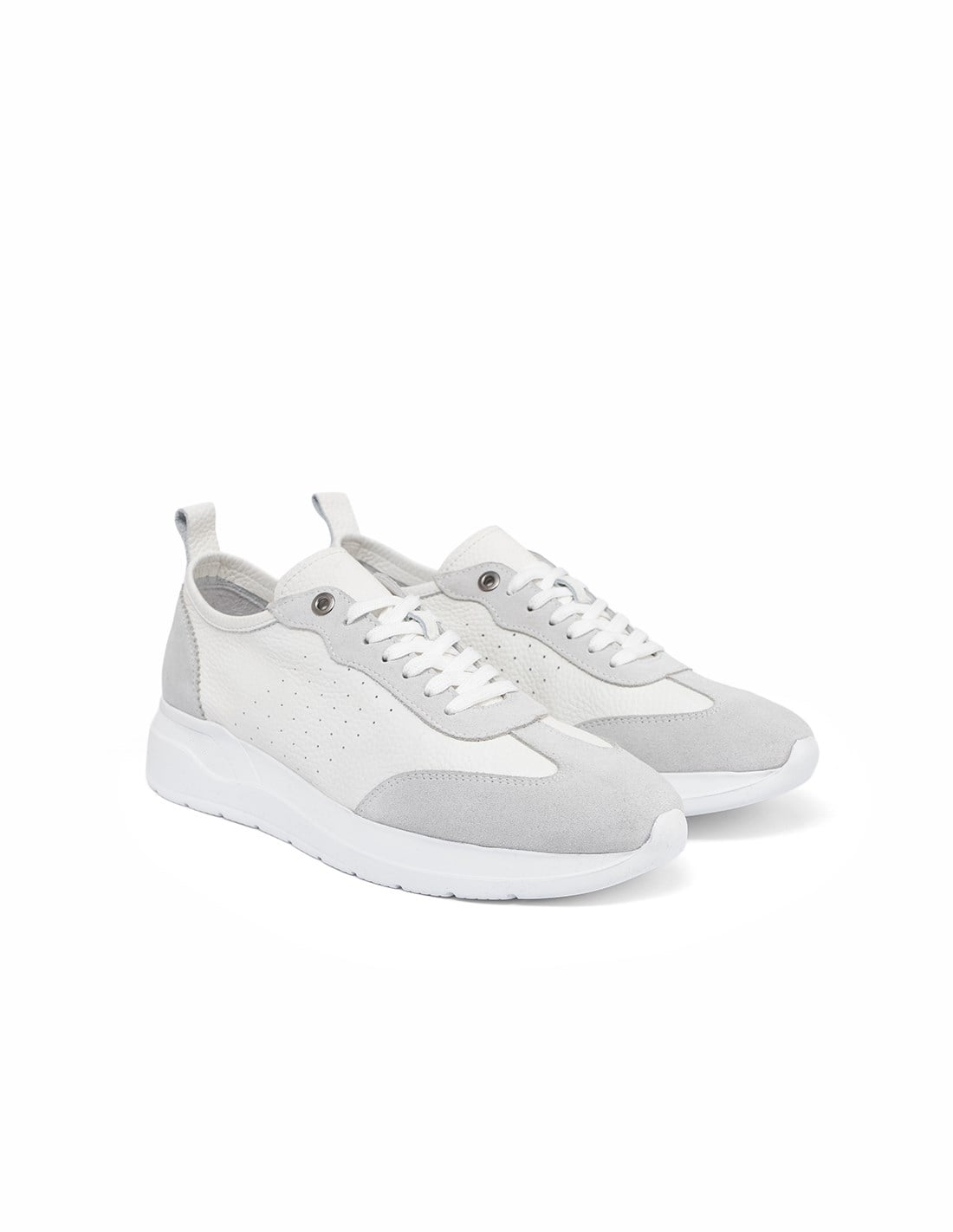 Beyaz Erkek Deri Sneaker Ayakkabı