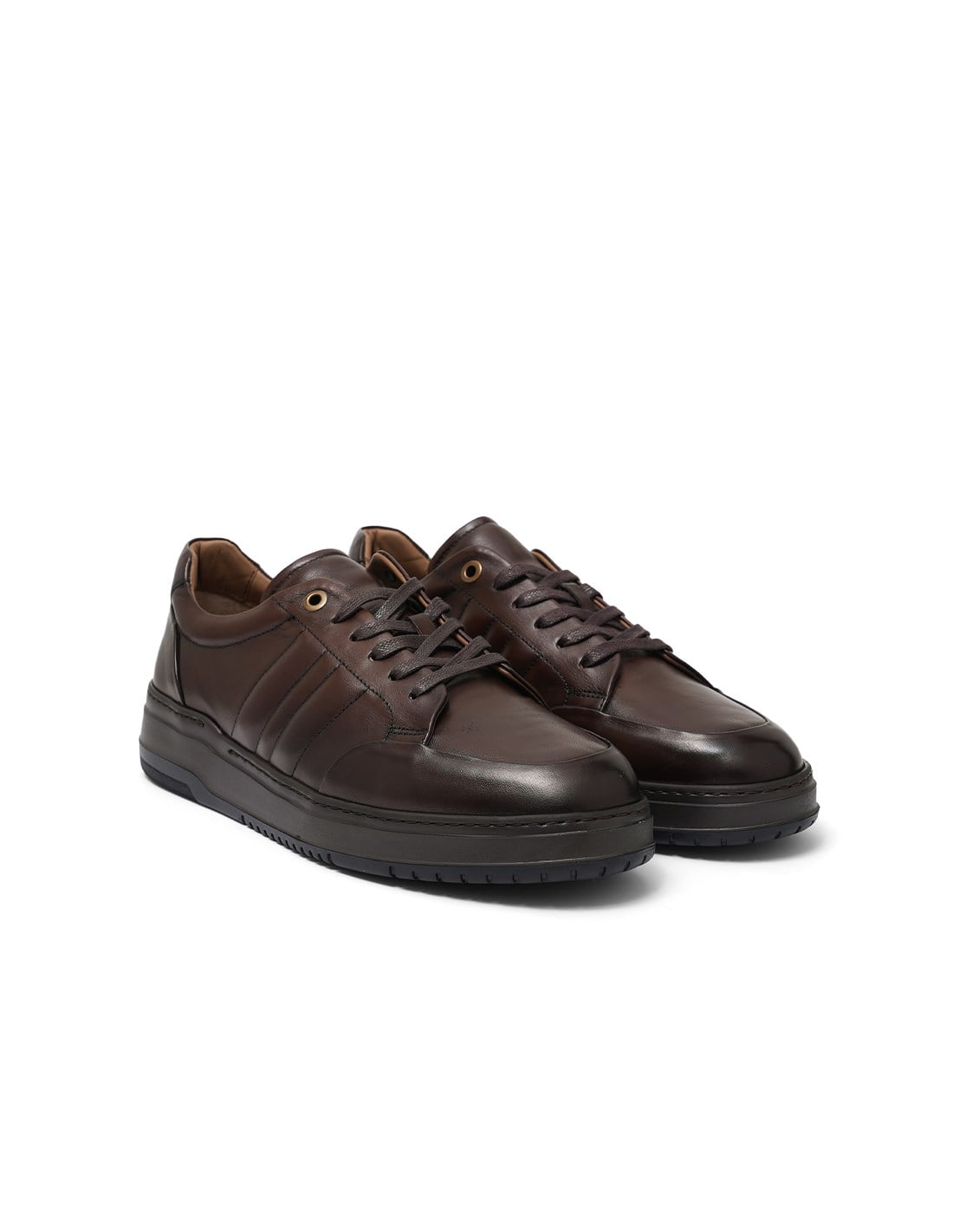 Kahverengi Deri Erkek Sneaker Ayakkabı