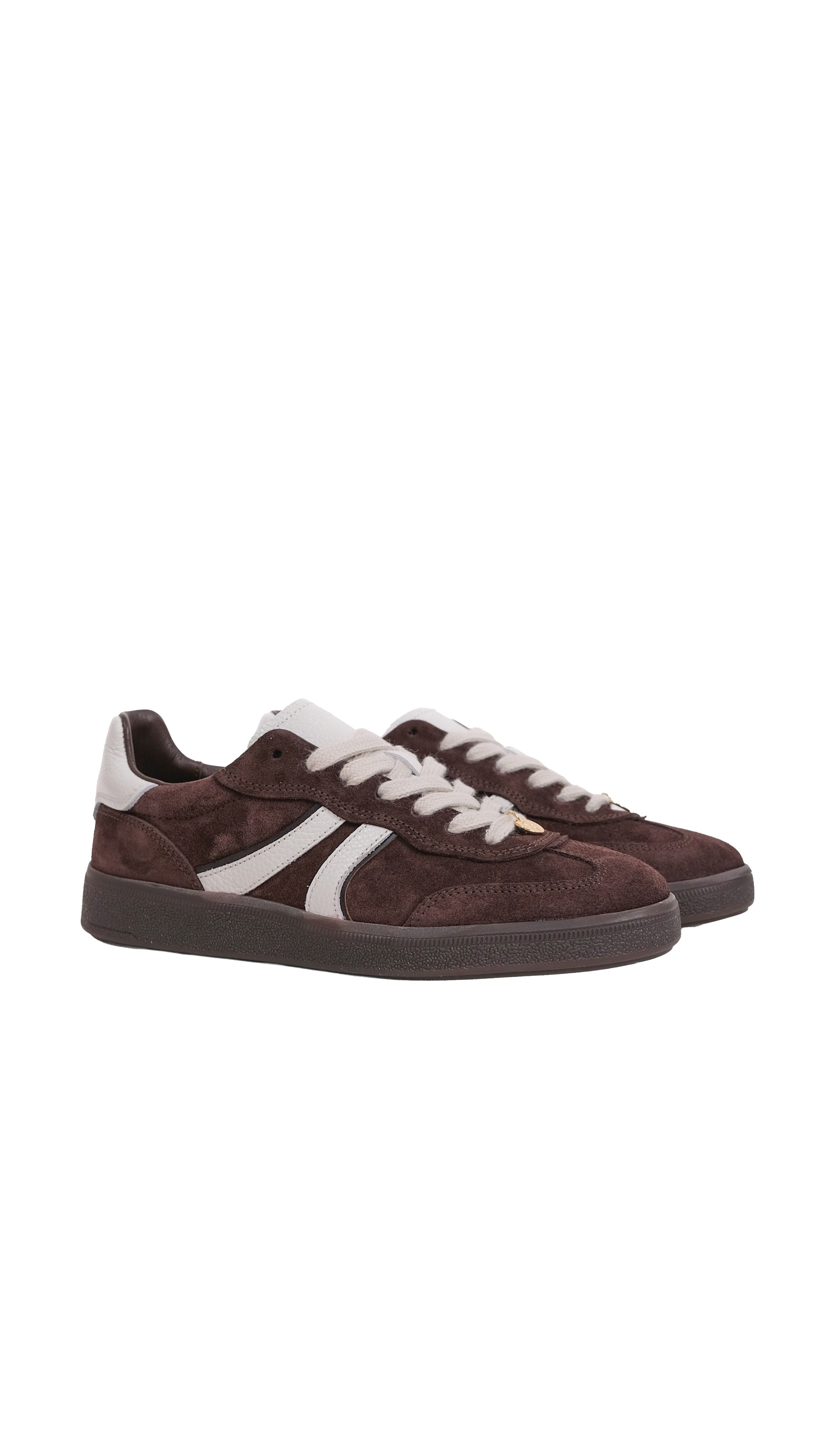 Nara Kadın Kahve-Beyaz Hakiki Deri Sneaker