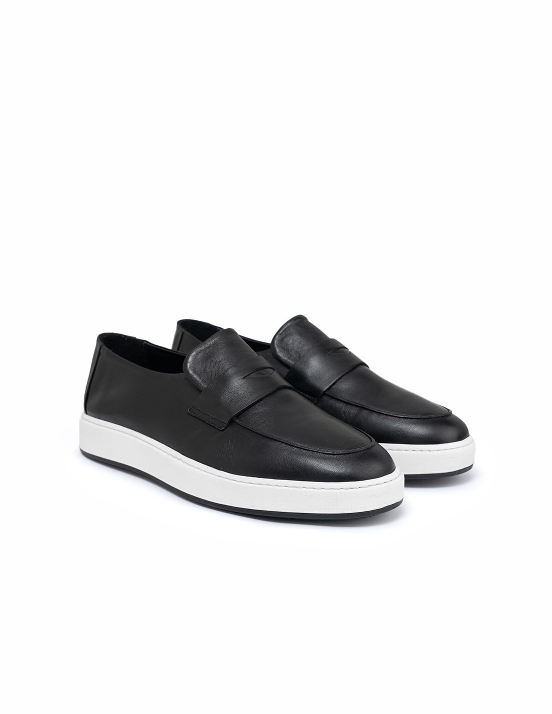 Siyah Deri Erkek Loafer Sneaker
