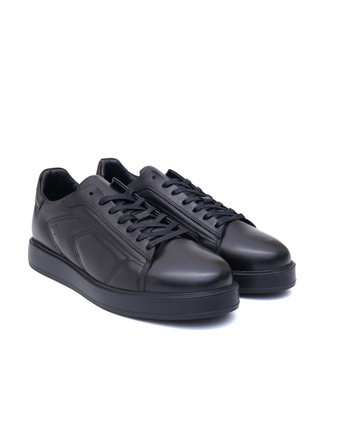 Siyah Hakiki Deri Erkek Sneaker Ayakkabı