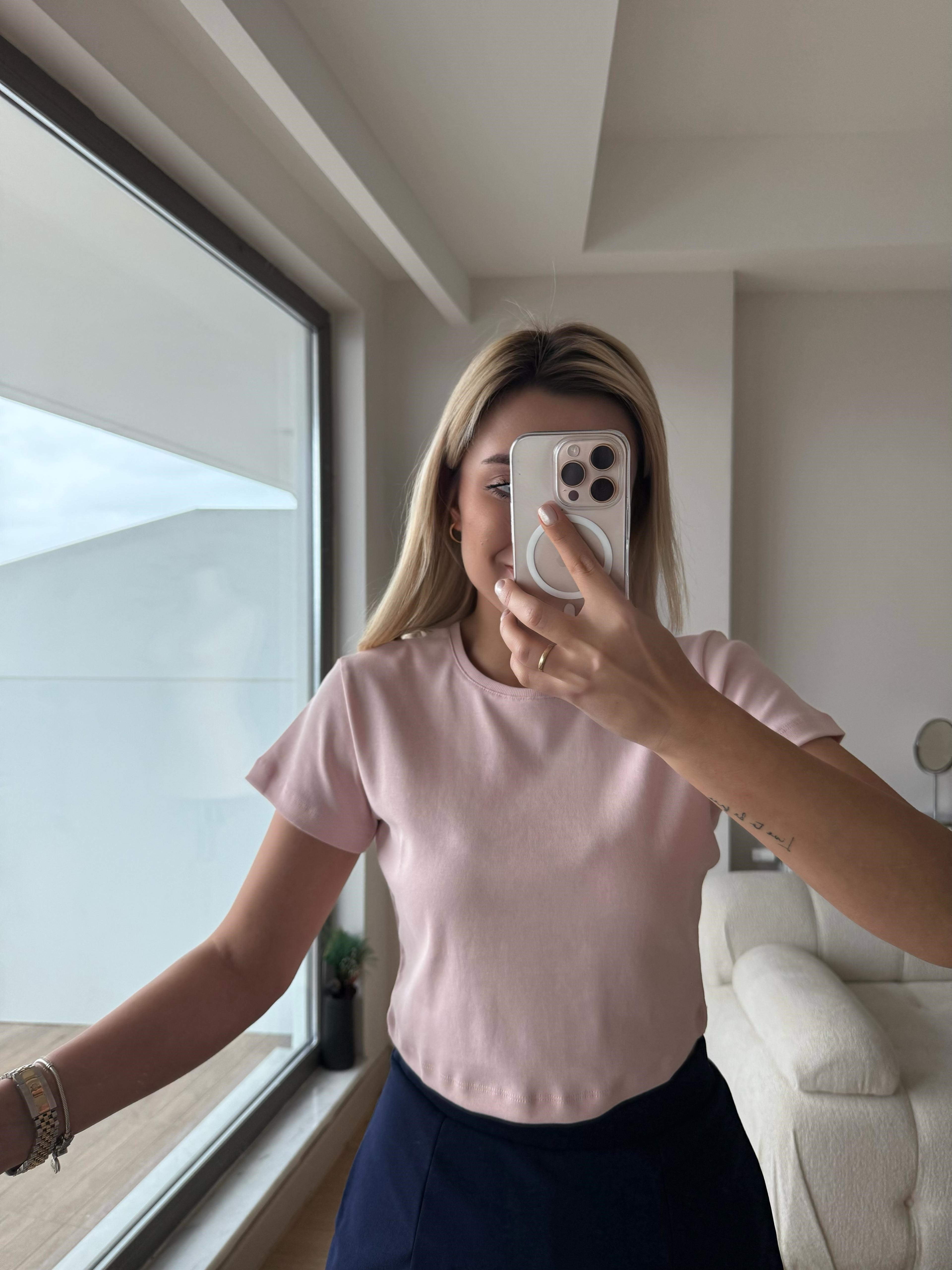 Basic tişört pembe